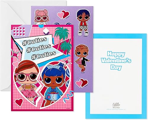 Miniatura 4 de Hallmark Kids LOL Surprise! Tarjetas y calcomanías para el día de San Valentín (12 tarjetas de aula con sobres)