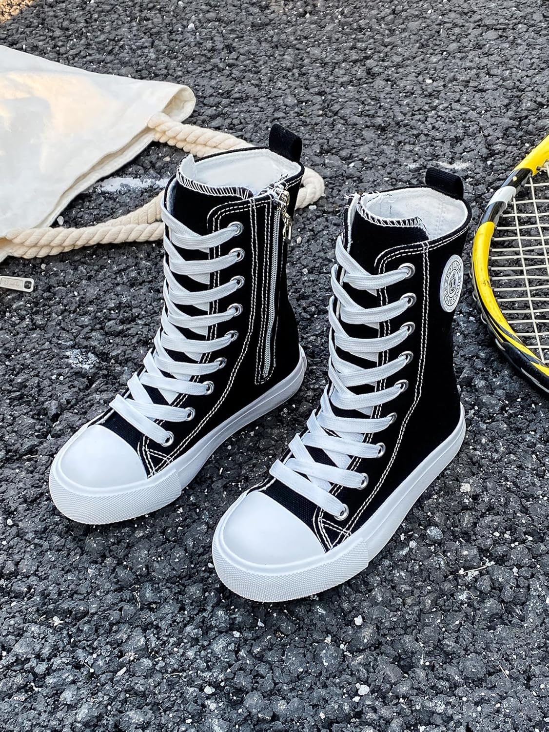 Knee high Shoes for Girls Boys and Girls High Top Children's Canvas Shoes Fashion S... - Image 3