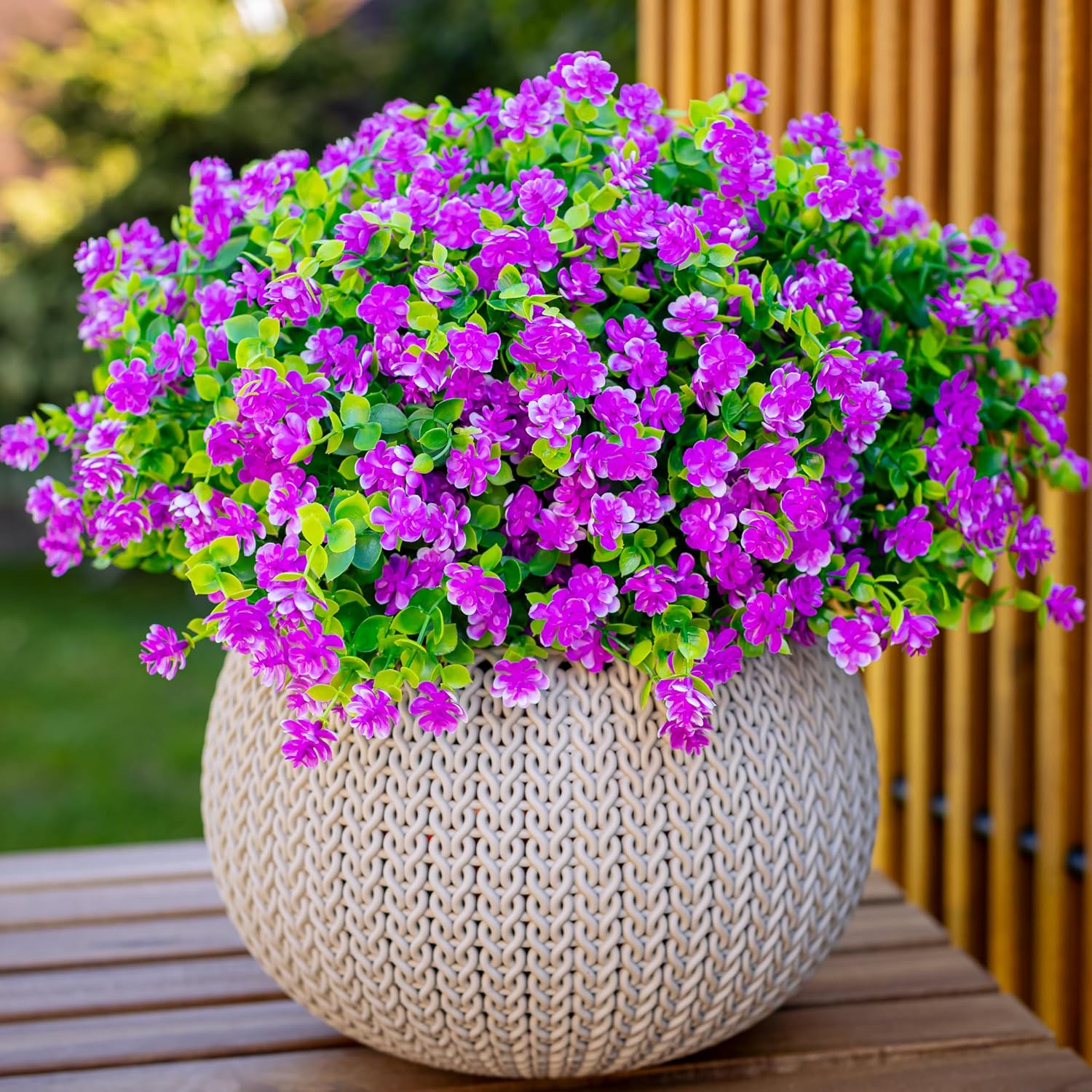 Artificial Flowers Outdoor Fake Plants - 12 Bundles UV Resistant No Fade Faux Plastic Greenery Home Garden Porch Patio Decoration (Mgenta)