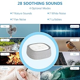 Rechargeable White Noise Machine with 28 Smoothing Sounds, Portable Sound Machine for Baby Kids Adult Sleeping, Auto-Off Timer, 32 levles of Volume Noise Machine Therapy for Home, Office, Travel