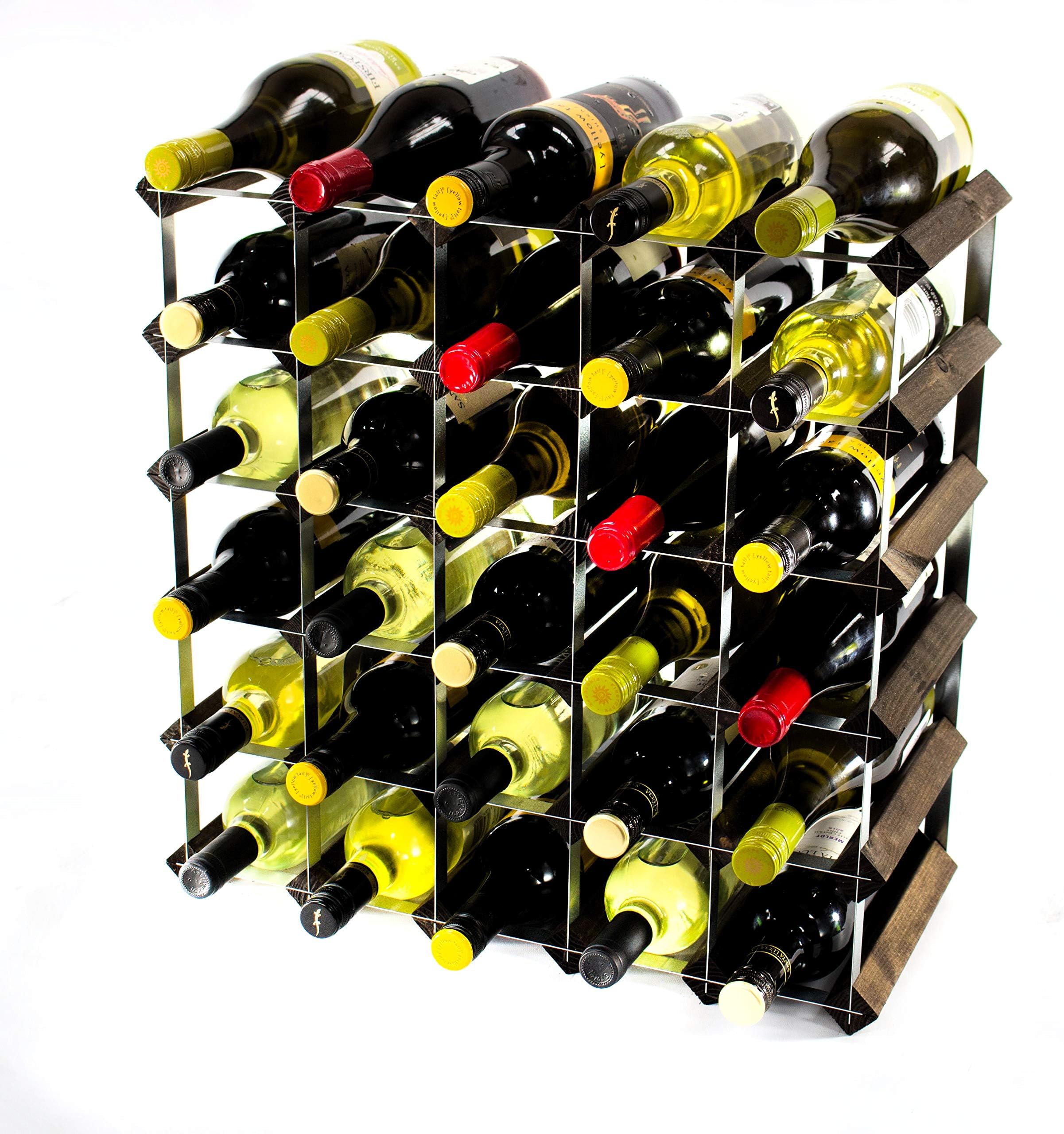 Cranville Wine Racks Madera De Pino De 30 Botellas (6x4) Classic Y Galvanizado Estante Del Vino Del Metal Listo Ensamblados