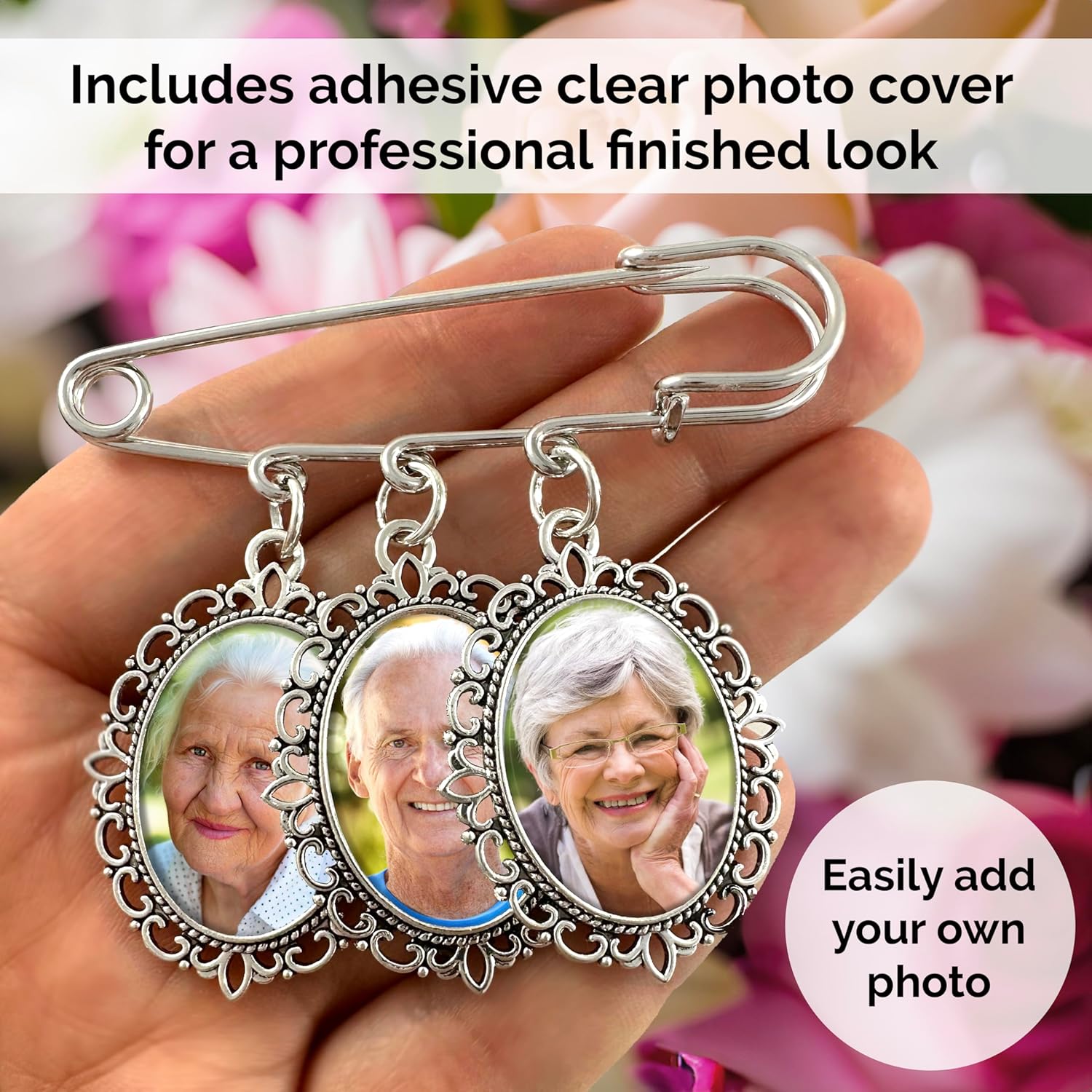 Wedding Boutonniere Photo Charm Bouquet Pin Lapel Mother of the Bride Groom with Photo Resizing Software - Image 2