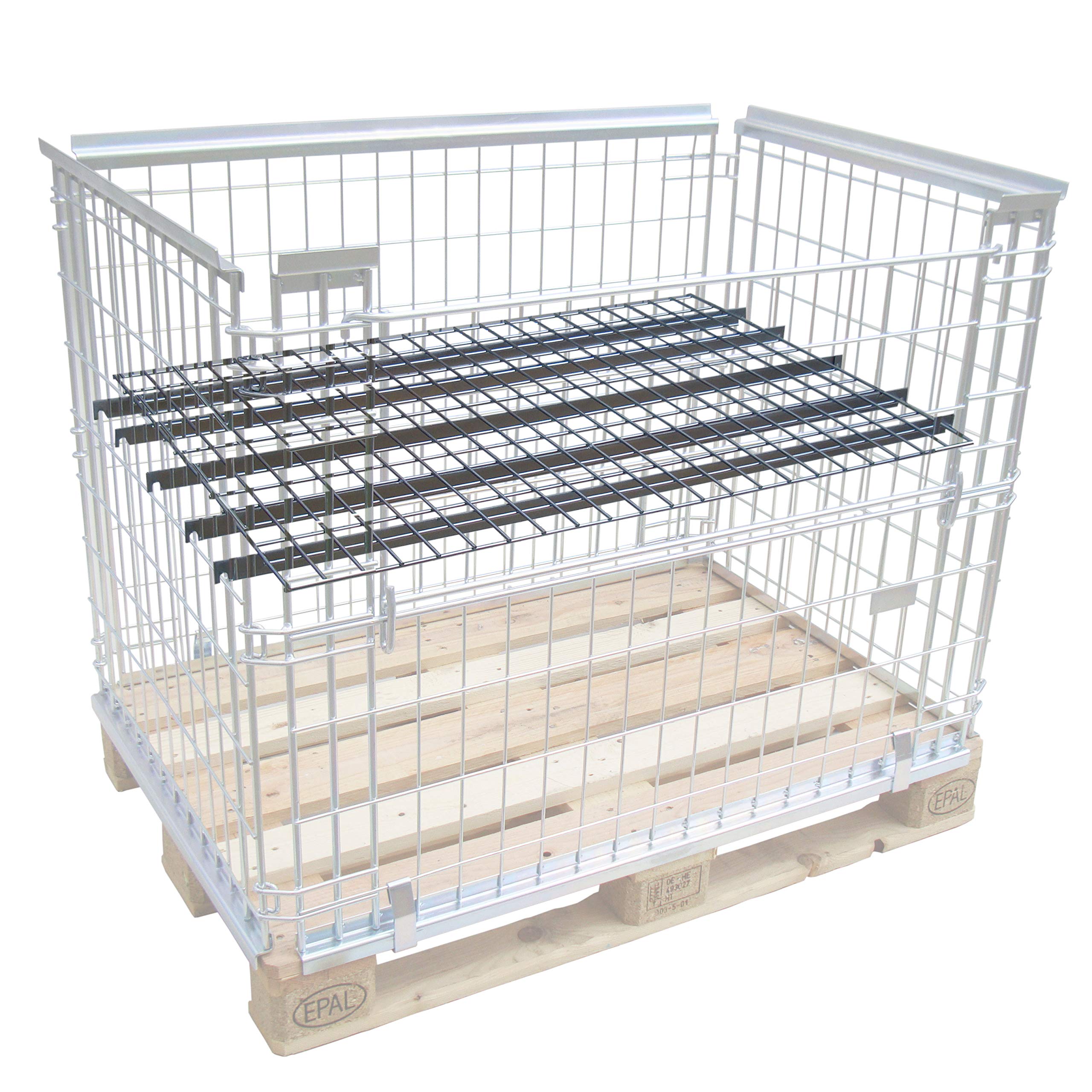GERSO Gitterboden für Aufsatzrahmen für EPAL Palette verzinkt 120x80cm extra Boden für Gitterbox hochwertig stabil Gitter Aufsatzkorb Gitteraufsatzrahmen Tragkraft 50kg