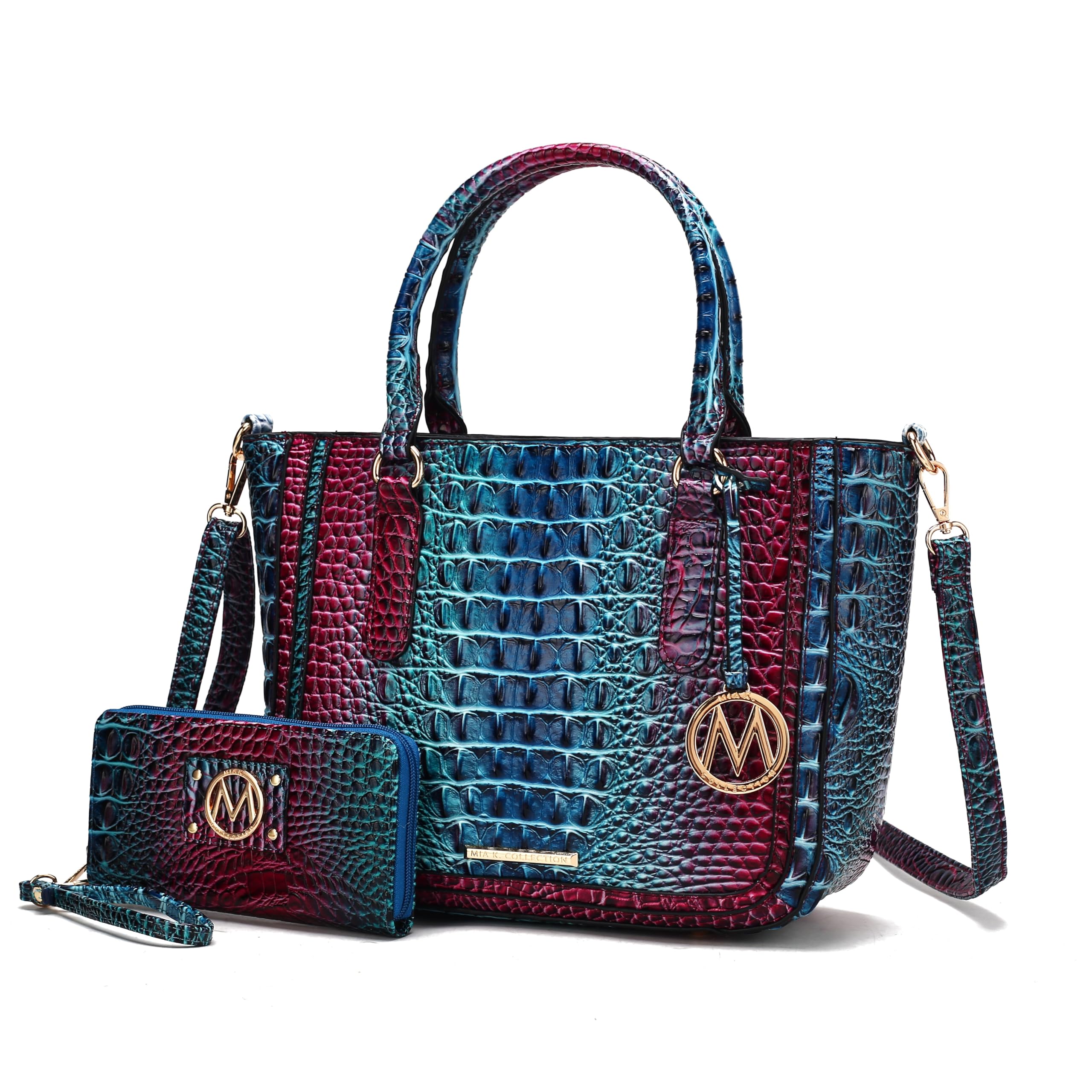 MKF Collection Satchel Bag for Women’s Crocodile Embossed Vegan leather Crossbody Tote Handbag Top-Handle Purse by Mia K