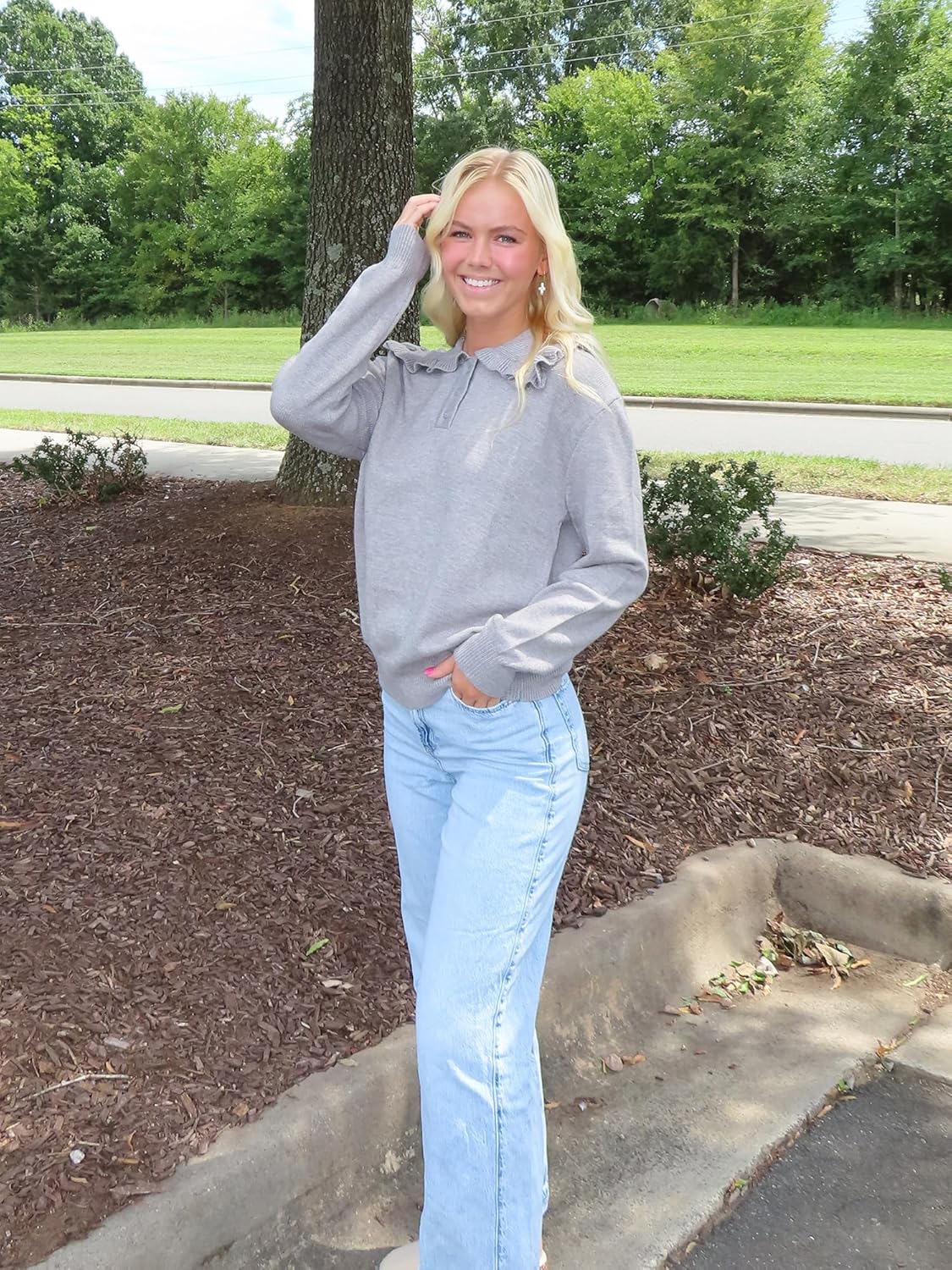 CCTOO Womens Fall Sweaters: Peter Pan Collar Cute Long Sleeve Button Knit Casual Pullover Tops - Image 6