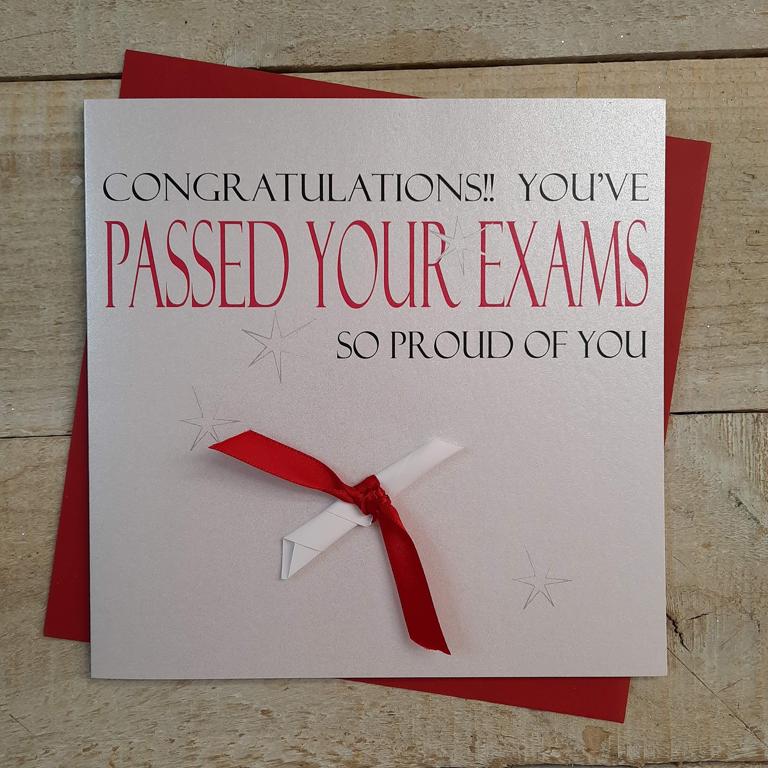 White Cotton Cards "Congratulations! You've Passed Your Exams So Proud Of You Handmade Card