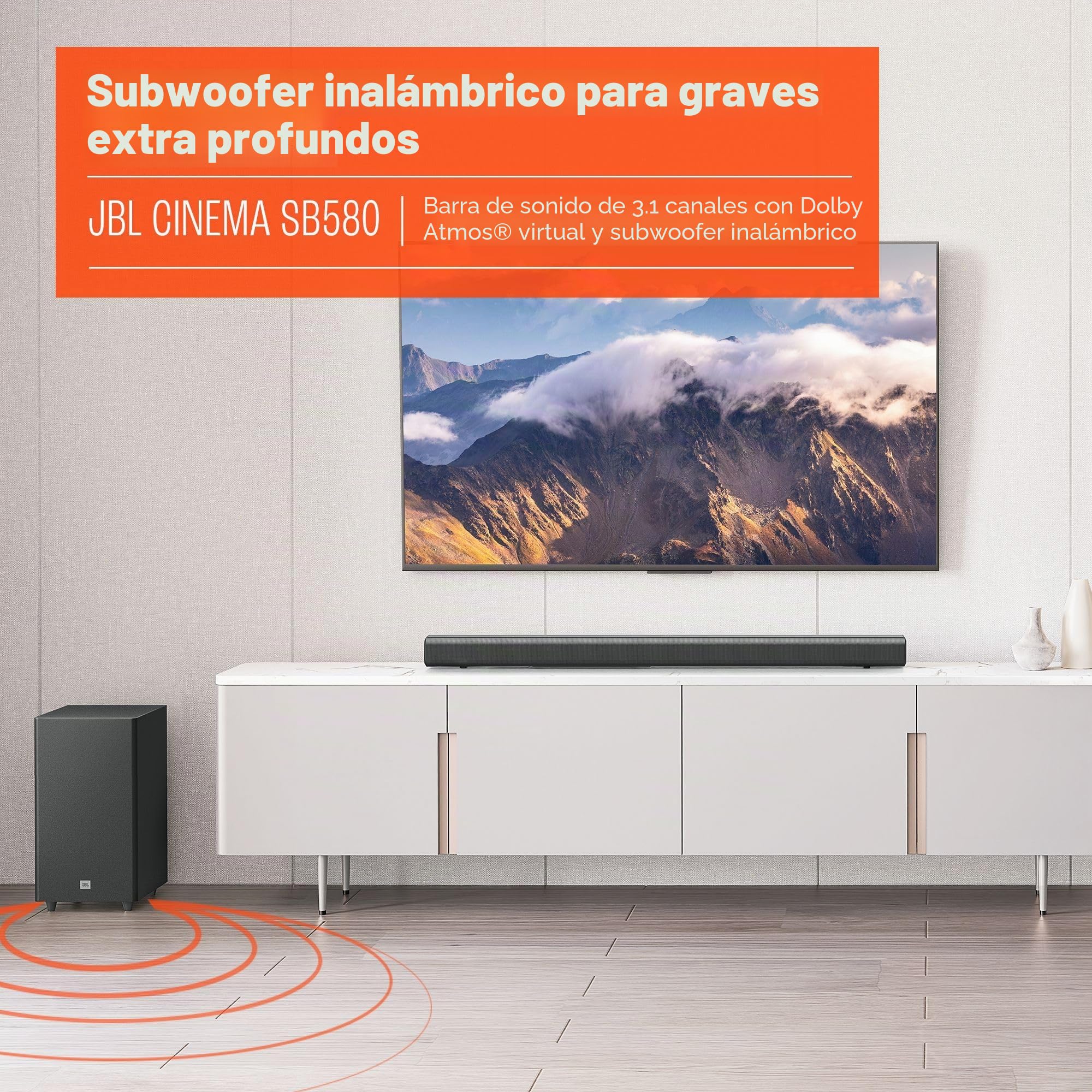 JBL Cinema SB580 - Barra de Sonido 3.1 y subwoofer inalámbrico