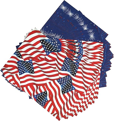 Miniatura 4 de Iconikal Tapetes desechables reversibles de papel de 2 lados, bandera patriótica americanafuegos artificiales, 14 x 10 pulgadas, 22 unidades