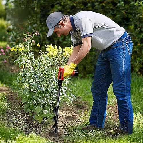 Miniatura 48 de TCBWFY Broca de taladro de 2 x 32 pulgadas para plantar – Taladro de jardín de mango largo fácil – Augers para plantas de bulbos y ropa de cama