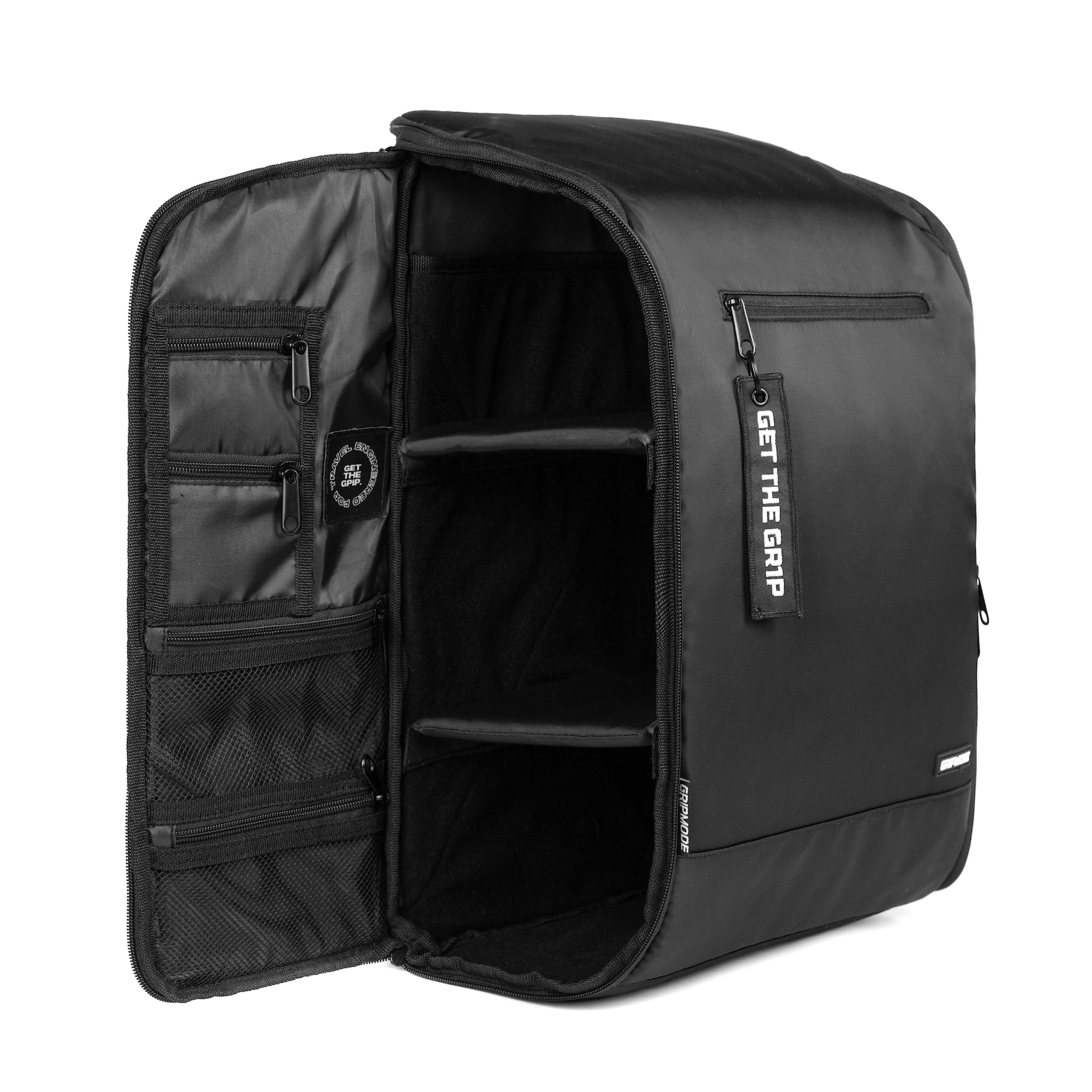 GRIPMODE Reiserucksack mit Laptopfach Schwarz - Rucksack mit Zwei verstellbaren und abnehmbaren Innenwänden - 27L Fassungsvermögen Sportrucksack für Damen und Herren