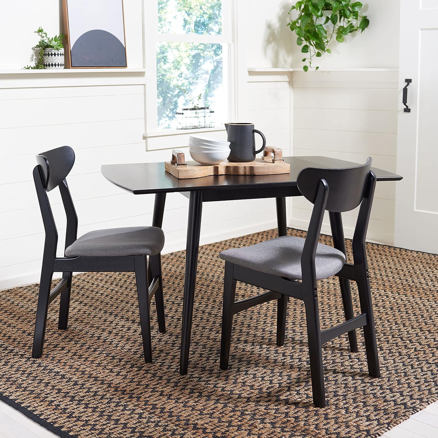 SAFAVIEH Home Collection Kaylee Matte Black Drop Leaf Dining Room Table DTB1403A
