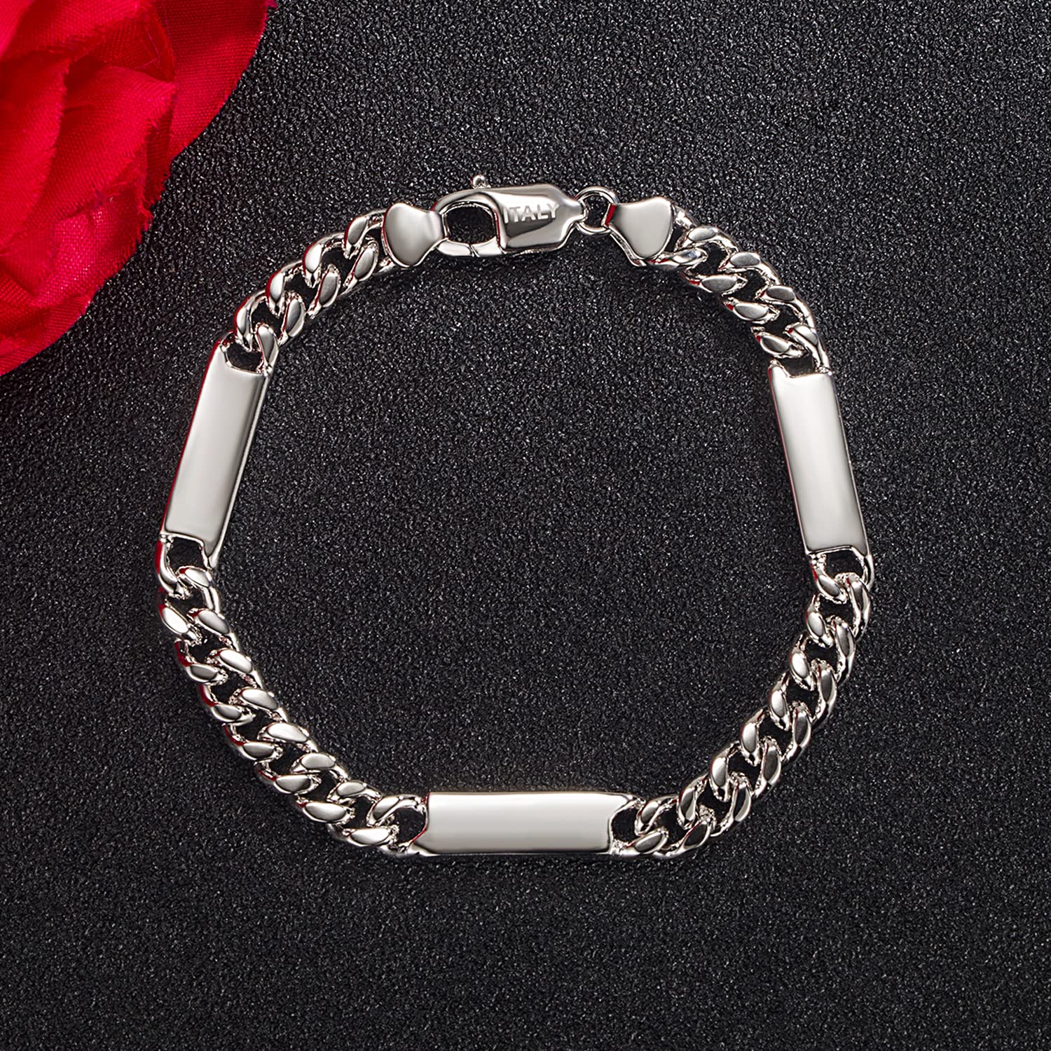 Dankadi Bracciale cubano massiccio 6 mm in argento 925 per uomo, Miami catena cubana Hip Hop 6,7" 7.5" 8" 8.5" 9" gioielli regalo compleanno per adulti padre