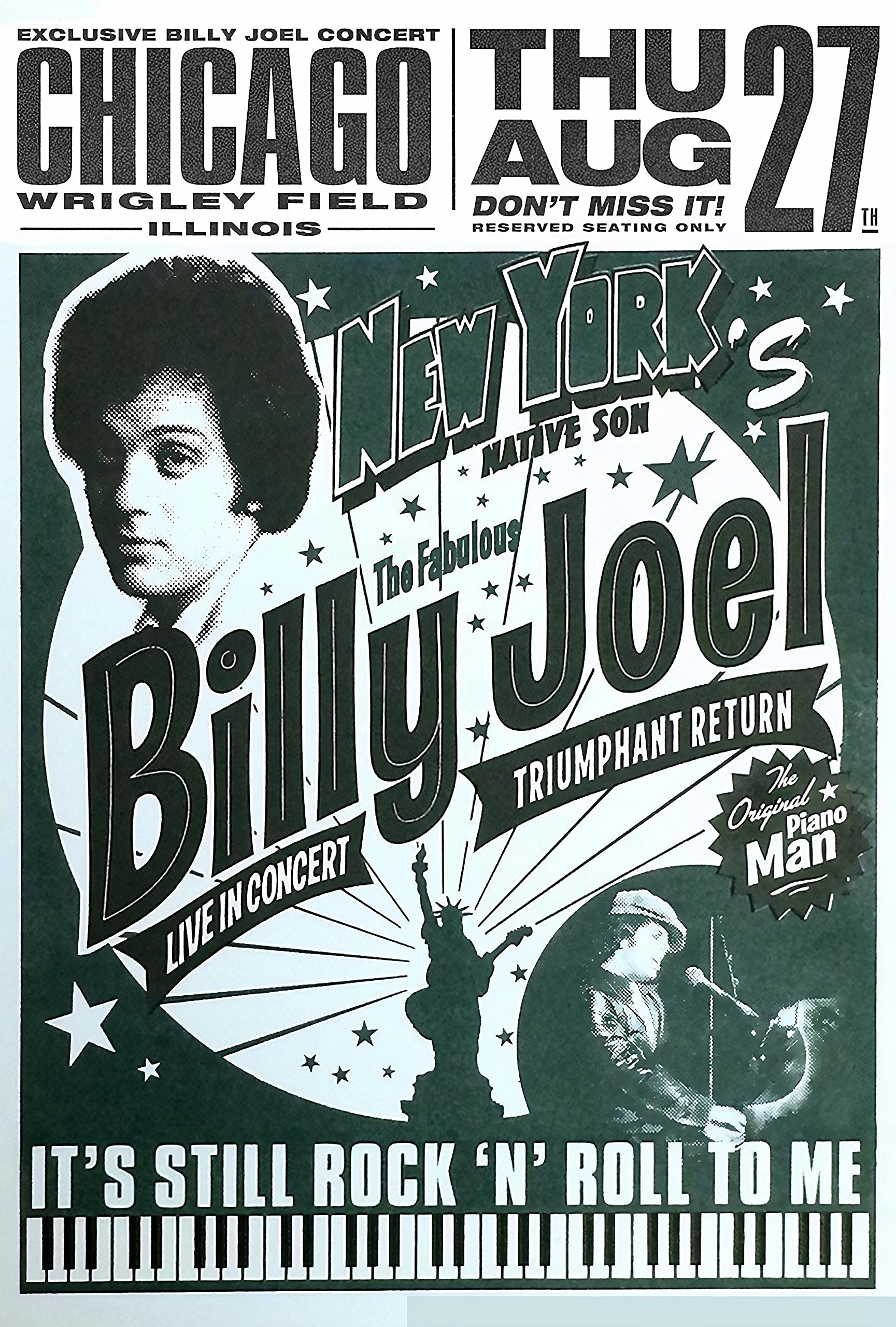 Billy Joel Poster - Chicago Music Artist Wall Sticker 300 Gsm Art Card Paper Print Artwork Printed (13x19 inch)
