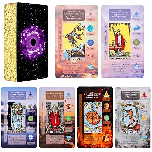 XSYLOHXL Tarot Cards with Meanings on Them for Beginners Classic Learning Training Tarot Deck Set with Message for Reading