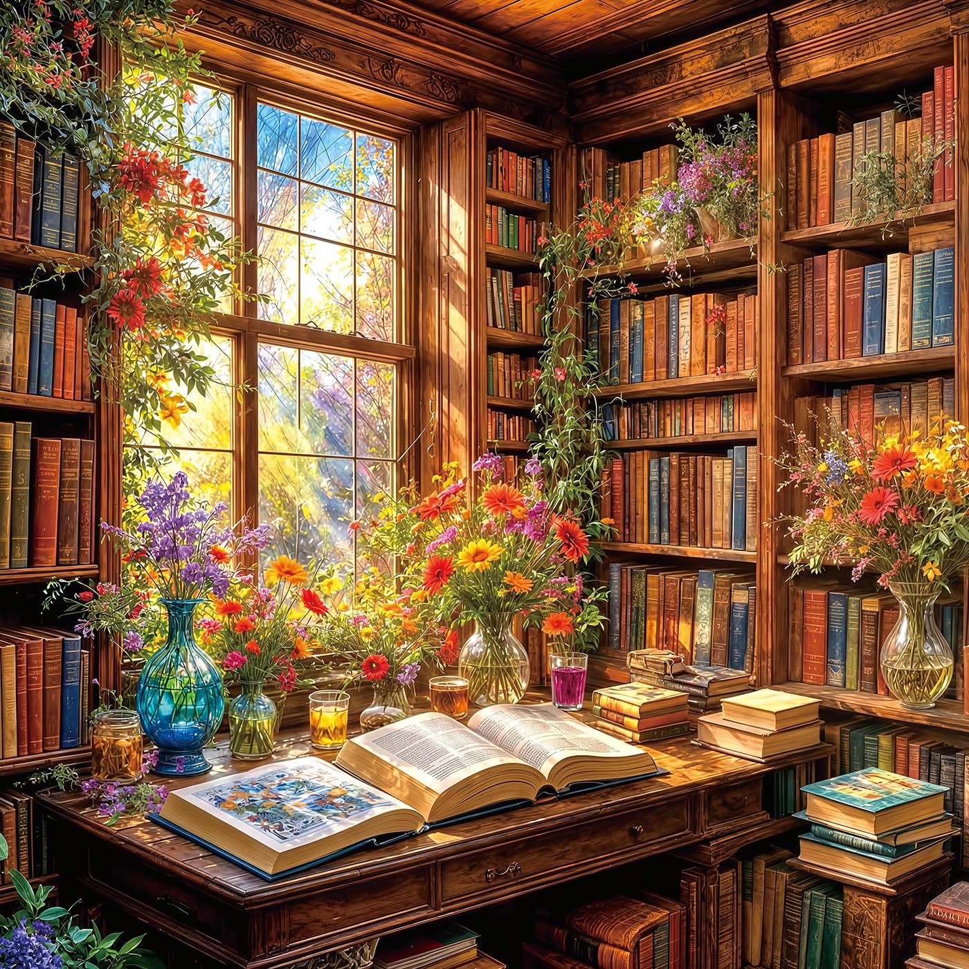 kepovin Books and Flowers 1000 Piece Puzzle