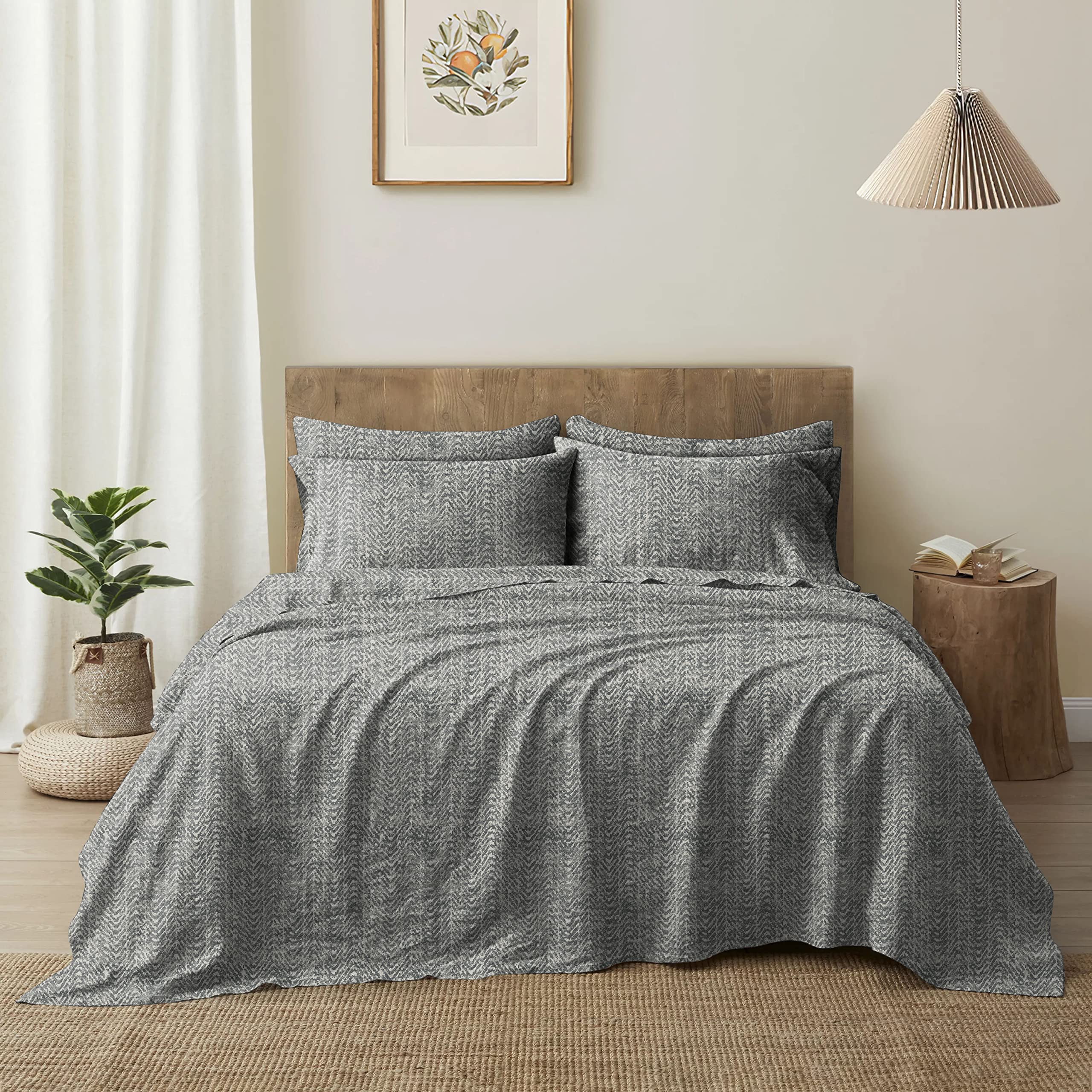 Microfiber Turin Premium Bedcover for Double Bed with 2 Pillow Covers King Size (104" X 90") Bedspread Premium Sheeting for Bed | Tex Grey