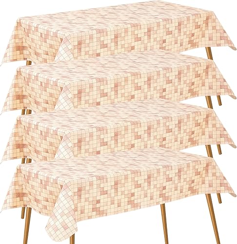 Vista 170 de FIFTY FEET Mantel rectangular de 70 x 52 pulgadas, mantel de vinilo con respaldo de franela para mesas rectangulares impermeable, cubierta de mesa