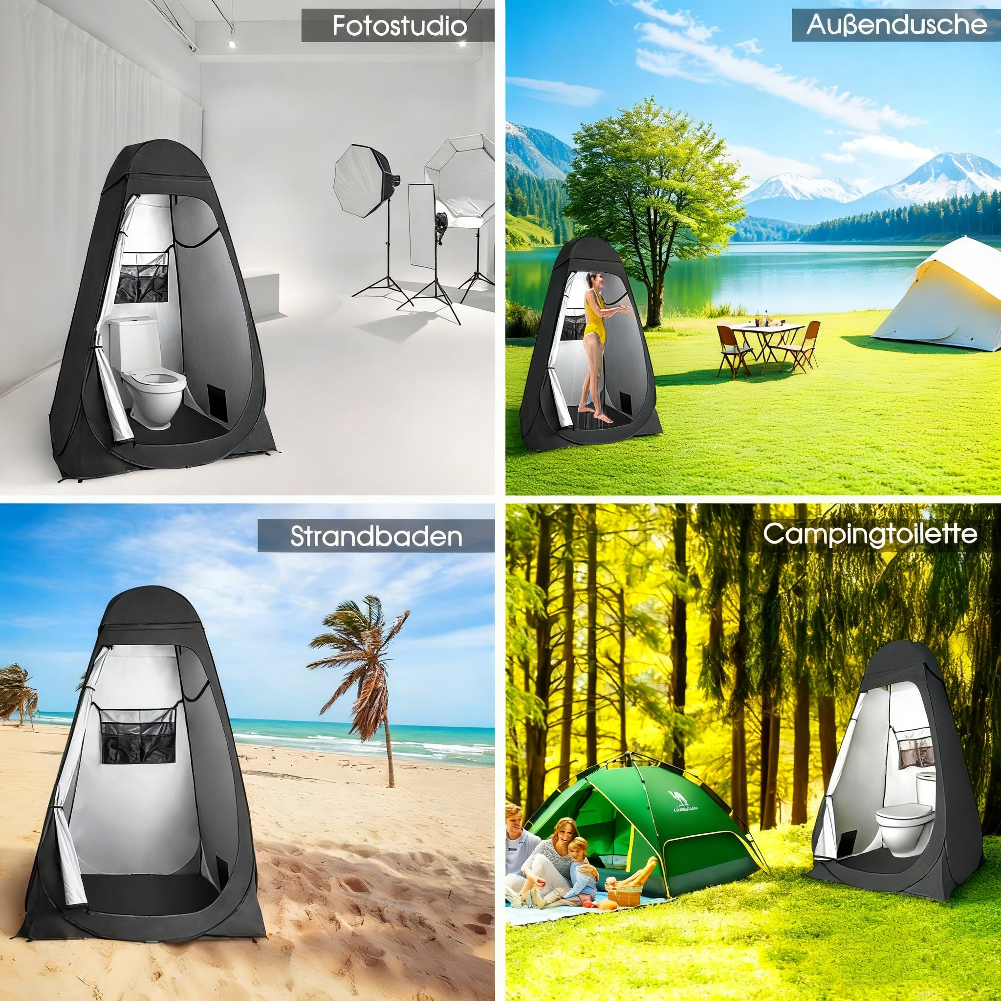 Camping Toilettenzelt Duschzelt Wurfzelt Pop Up Umkleidezelt Privatsphäre Toilettezelt Umkleidekabine Lagerzelt Mobile Outdoor WC Zelt für Camping & Beach, mit Tragetasche(UV 50+)