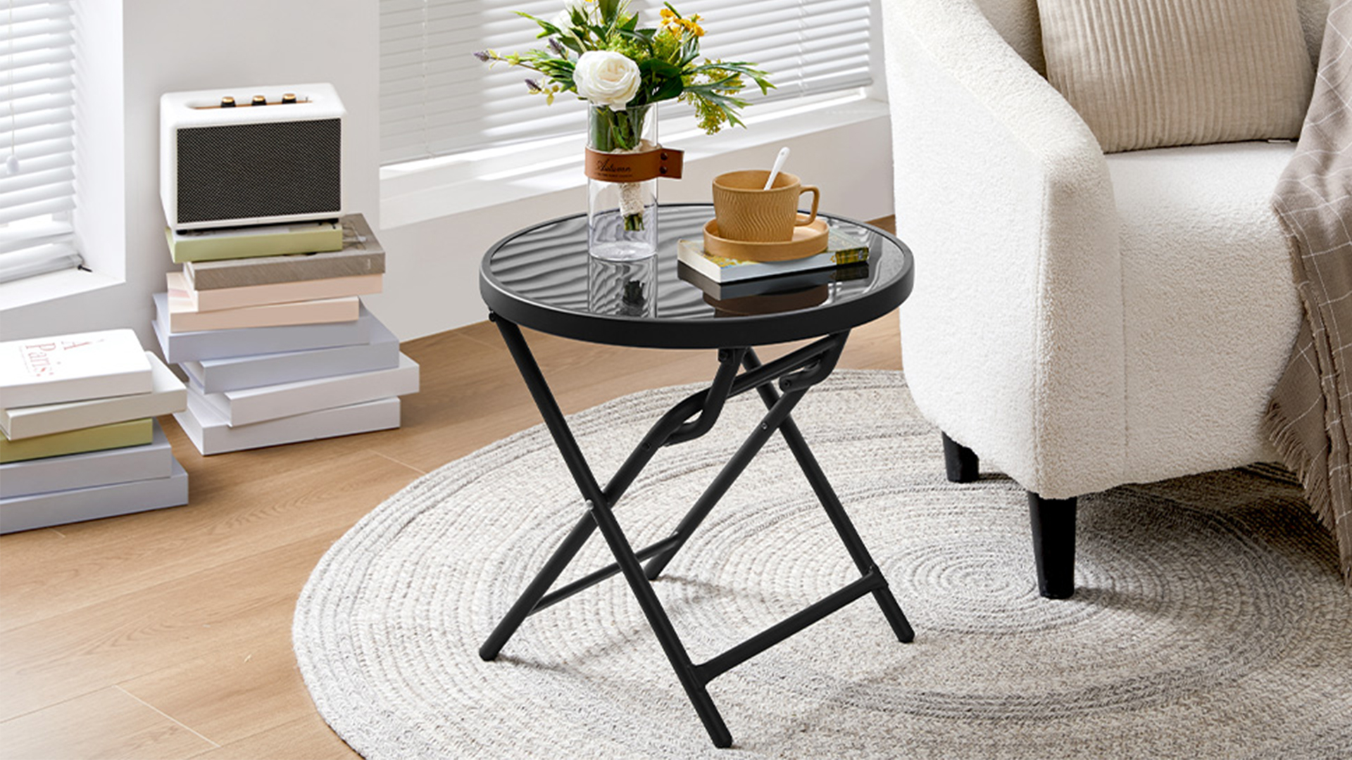 Amazon.com : Yaheetech Outdoor Folding Side Table, Round Patio