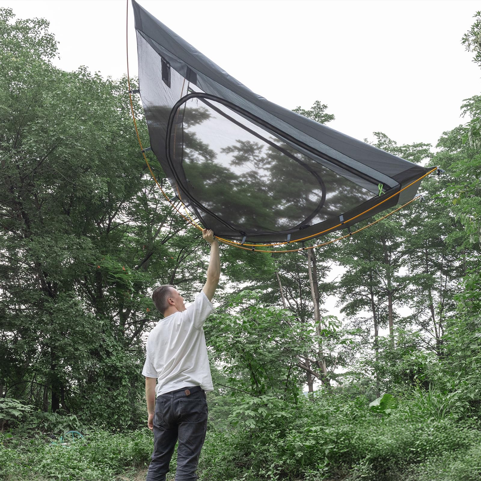 Night Cat tenda da 2 persone per escursionismo: tenda da campeggio impermeabile e leggera per due persone, per escursionismo in montagna all'aperto con pali in alluminio e telo antipioggia verde