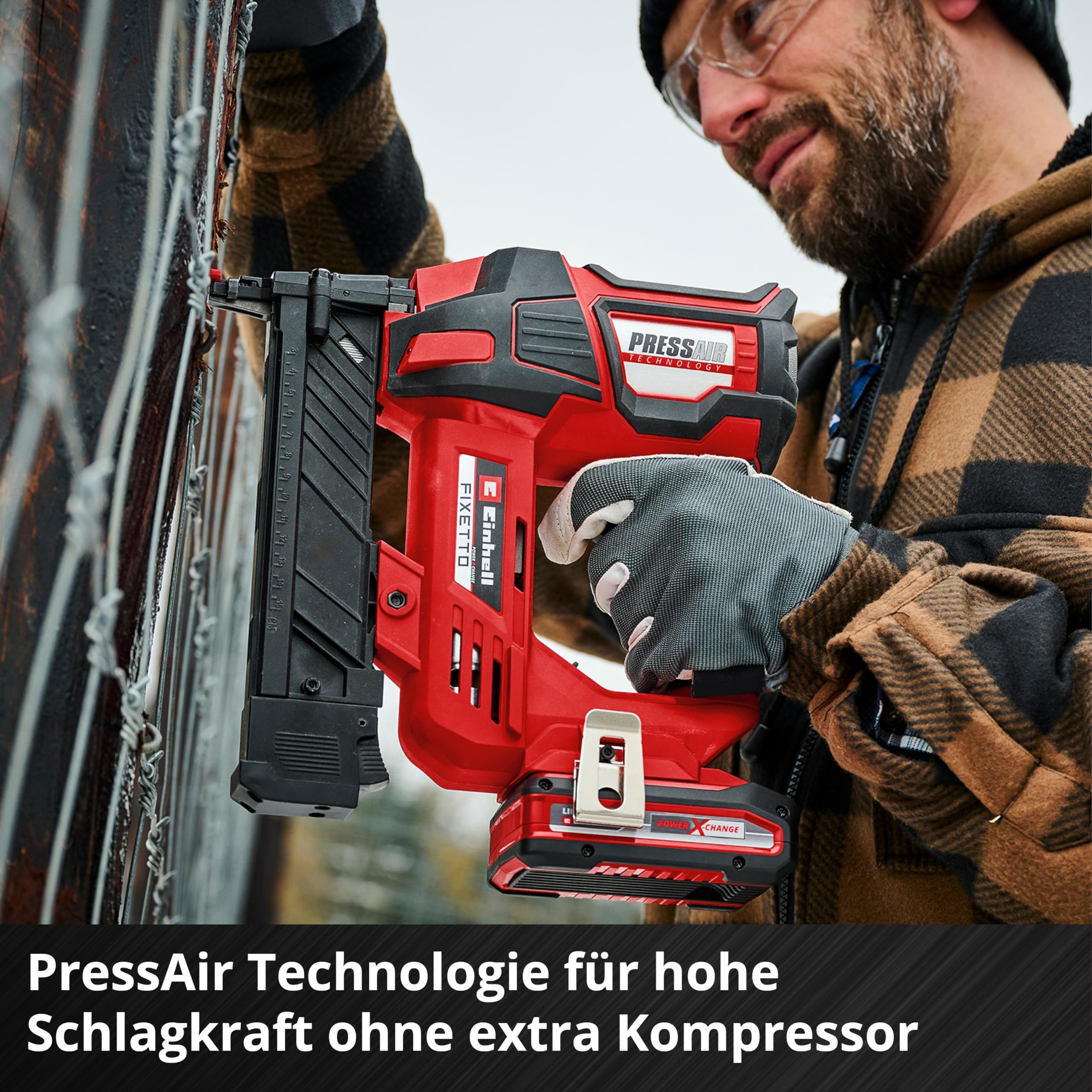 Einhell Professional Akku-Tacker FIXETTO 18/40 S Power X-Change (18 V, 60 Schläge/min, max. 40 mm Klammerlänge, Einzel-/Serienschuss, inkl. 500 Klammern, inkl. 5,2 Ah Akku & Ladegerät)