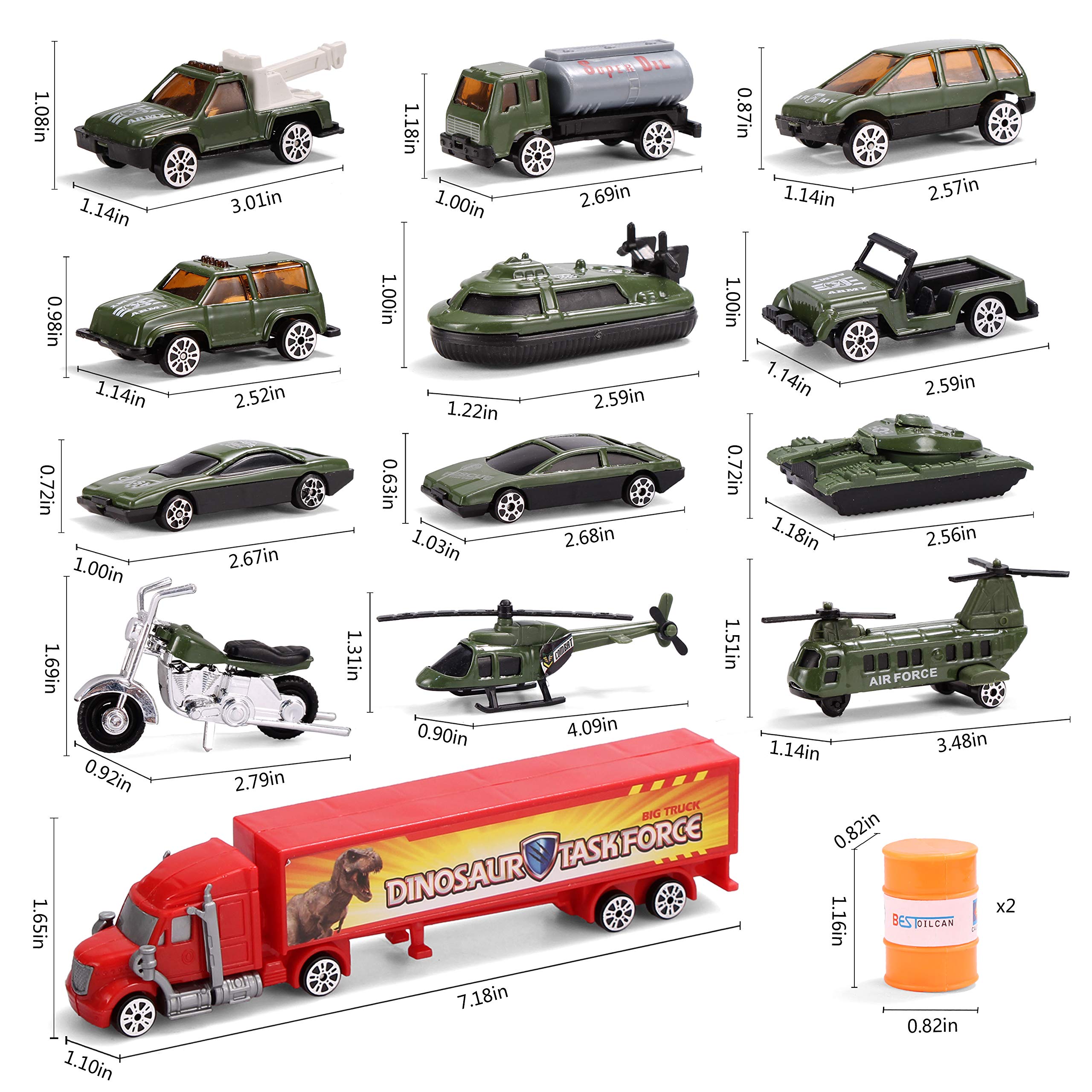 JOYIN Dinosaur Carrier Truck with 12 Dinosaurs and 13 Vehicles Dino