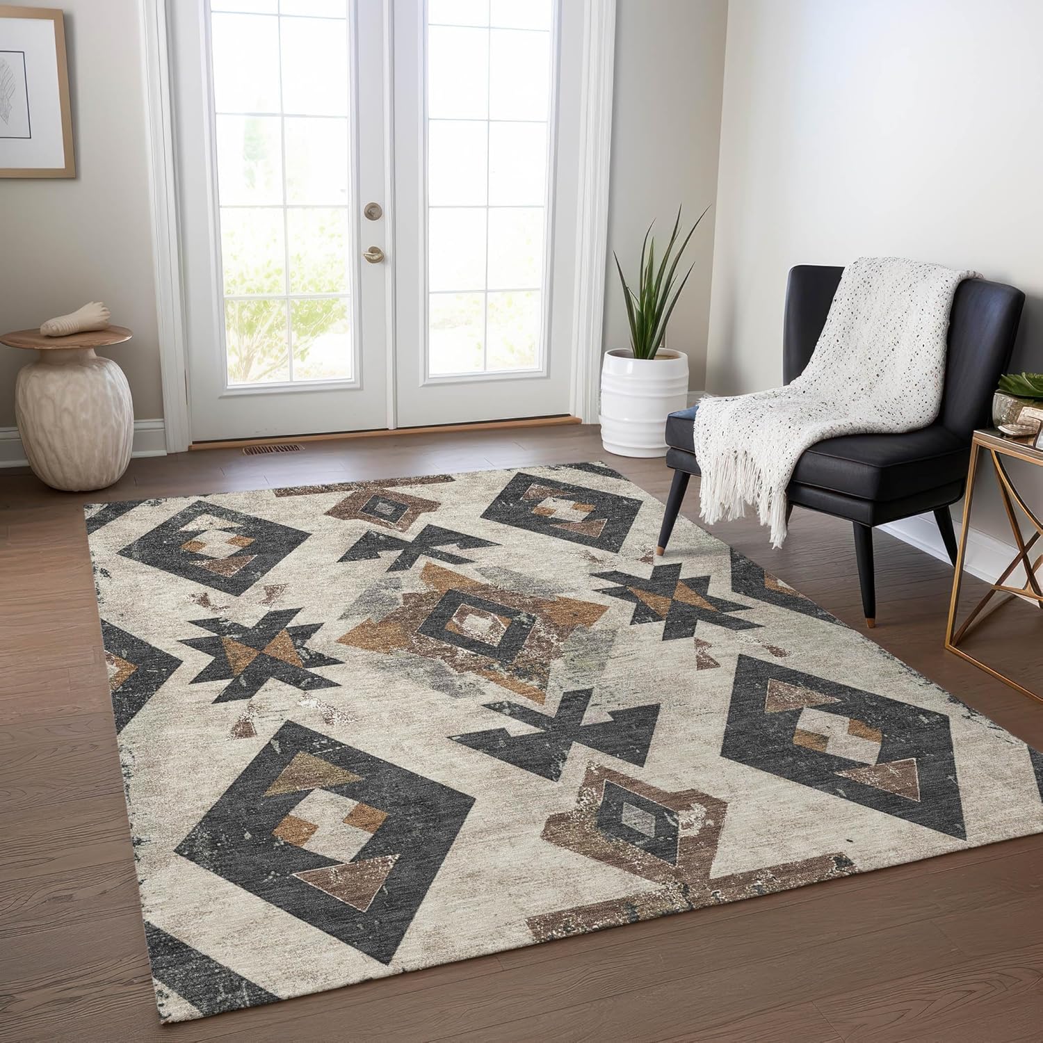 Addison Rugs Chantille ACN1882 Beige 2'6" x 3'10" Indoor/Outdoor, Machine Washable, Easy Clean, Non Shedding, Bedroom, Living Room, Dining Room, Kitchen, Patio Rug