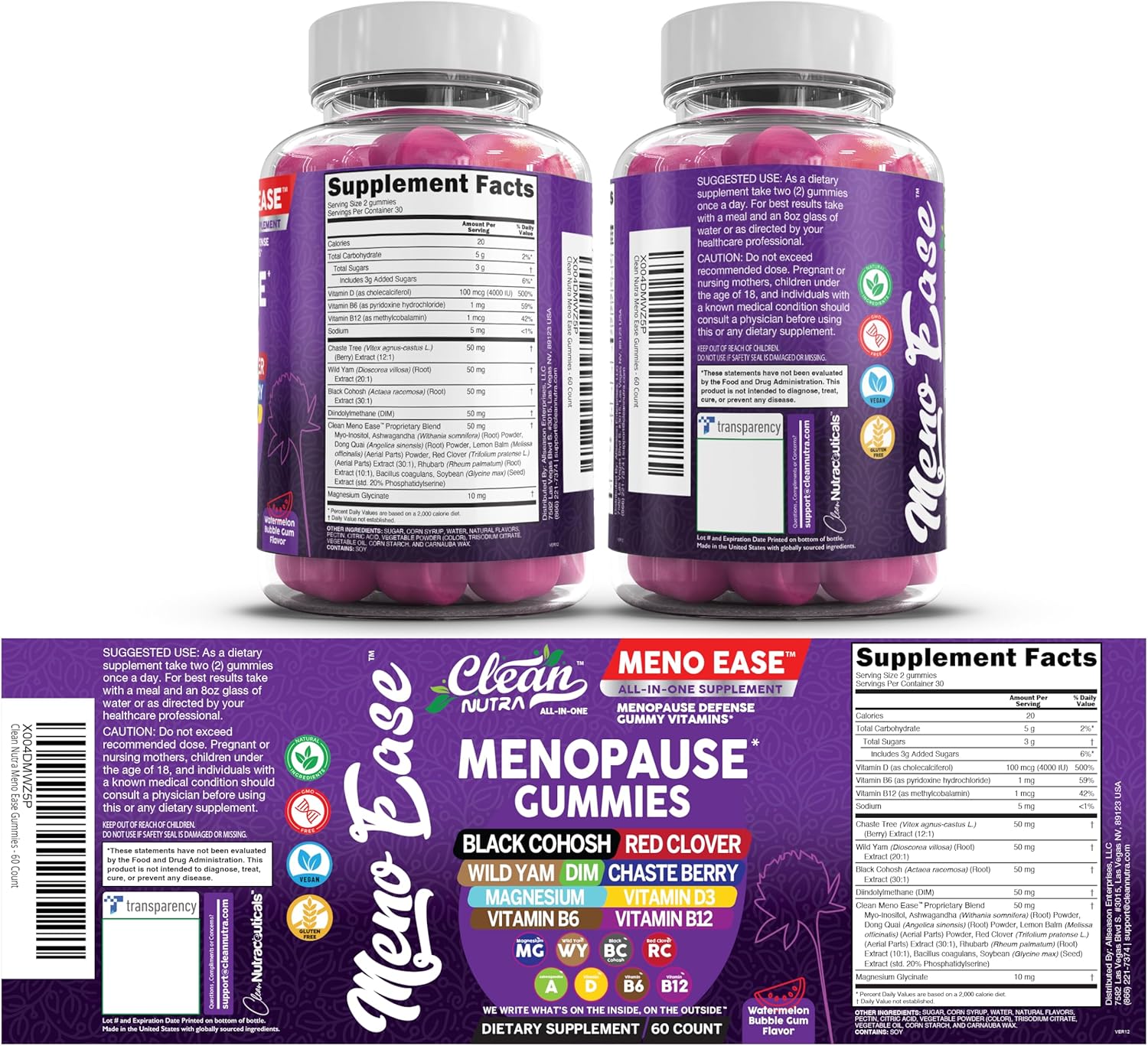 Menopause Supplement For Women Gummies with Black Cohosh, Wild Yam Magnesium, Red Clover For Menopause Relief Hormone Balance Night Sweats Mood Plus Bergamot, Vitamin D3, Vitamin B12, Vitamin B6 Clean - Image 9