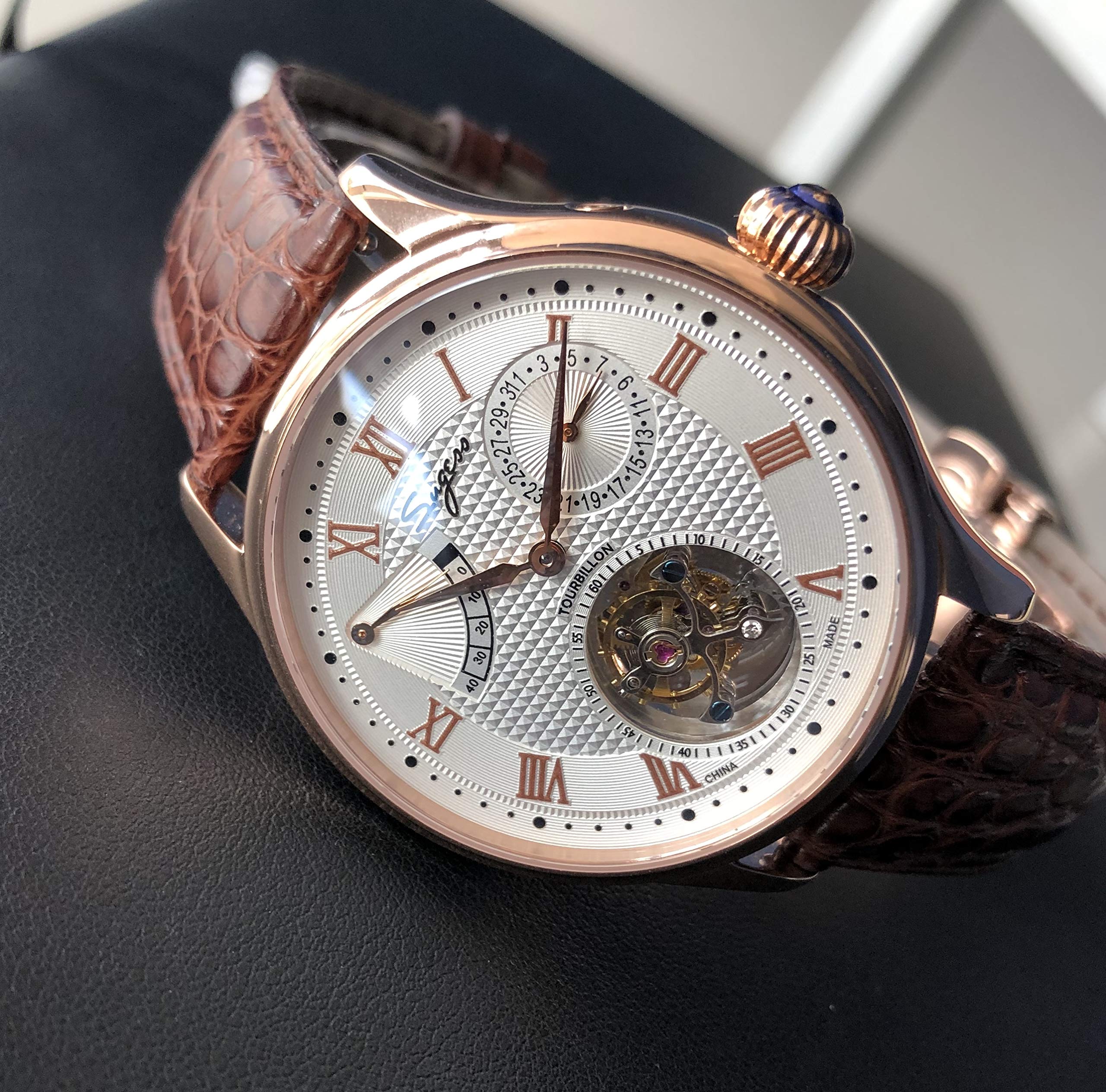 SU8001GW Tourbillon Master Seagull ST8001 Uhrwerk Saphirglas Herren mechanische Armbanduhr 1963