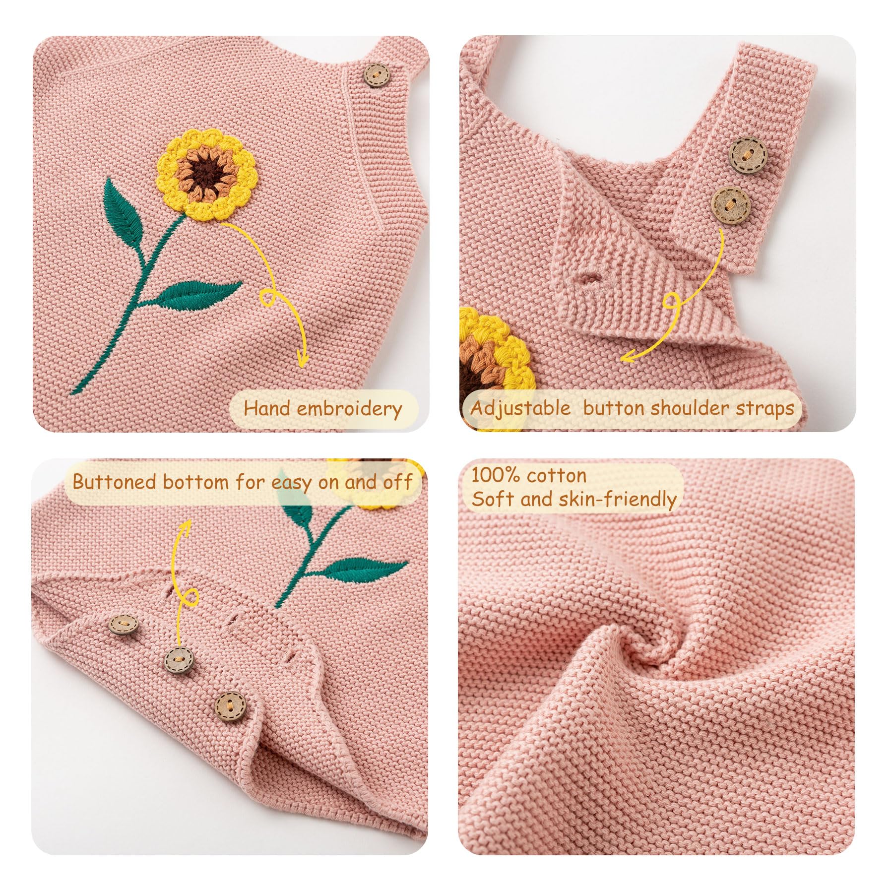 Simplee kids Dziewczynka Kint Pompony Romper bez rękawów Dziewczyna Kint ubrania 0-24 m, Dd-różowy, 3-6 miesi?cy