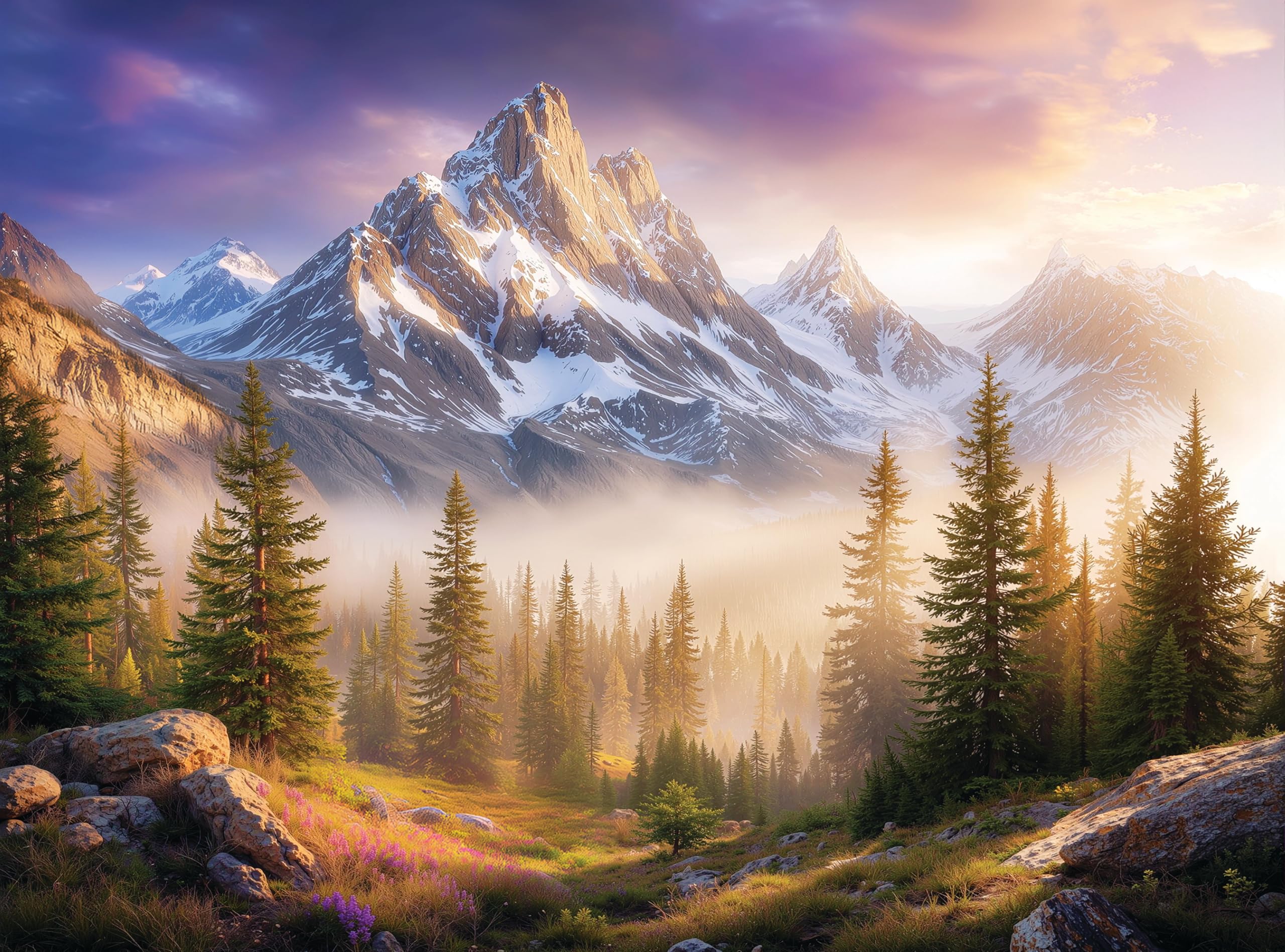 Adult Jigsaw Puzzle Foggy Mountain 1000 Piece
