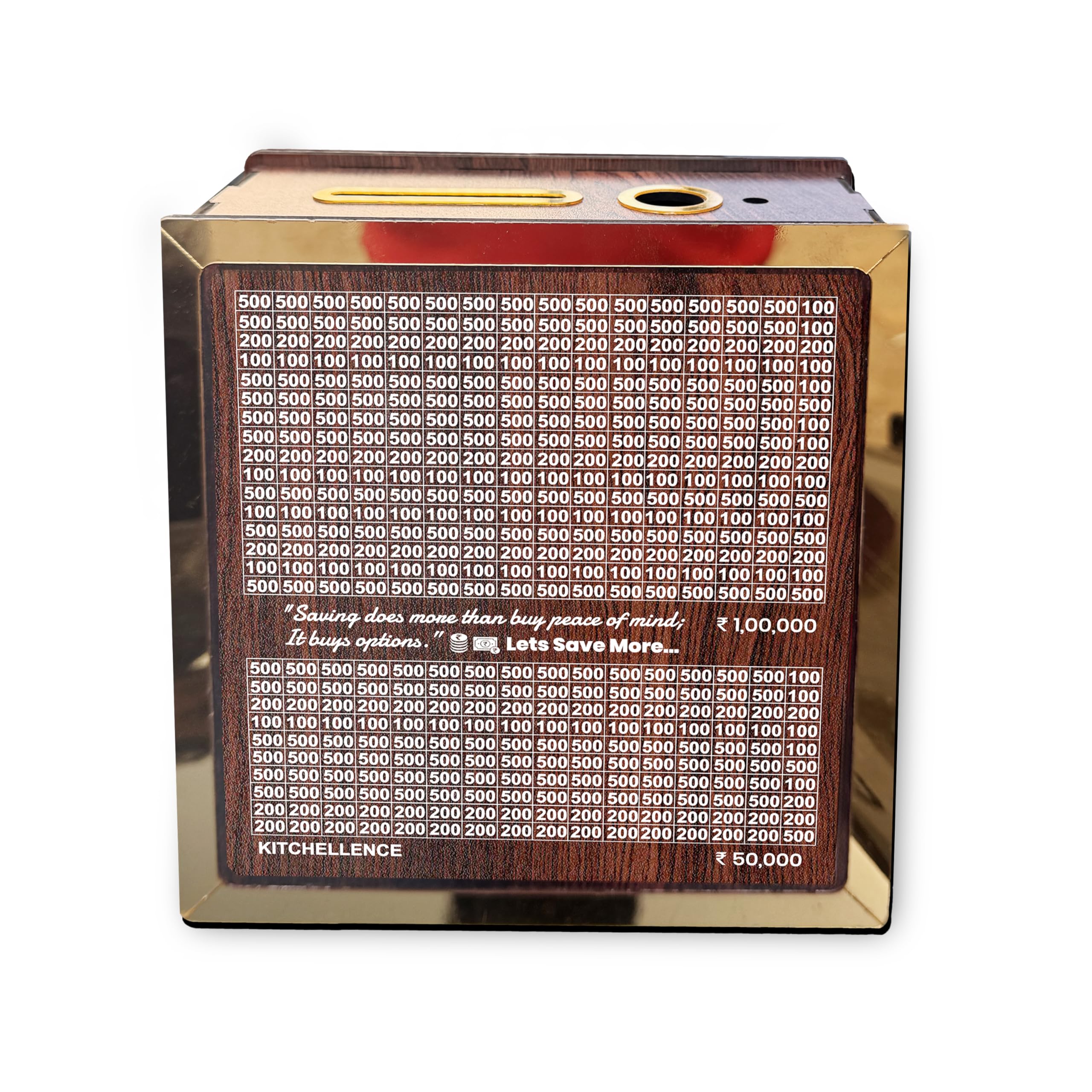 Nivasam Wooden Piggy Bank for Kids & Adults, Savings Box, Mini Bank, Donation Box, Smart Money Box, Wooden Coin Box, Money Saver, Piggy Bank with Numbers (1,50,000/-)