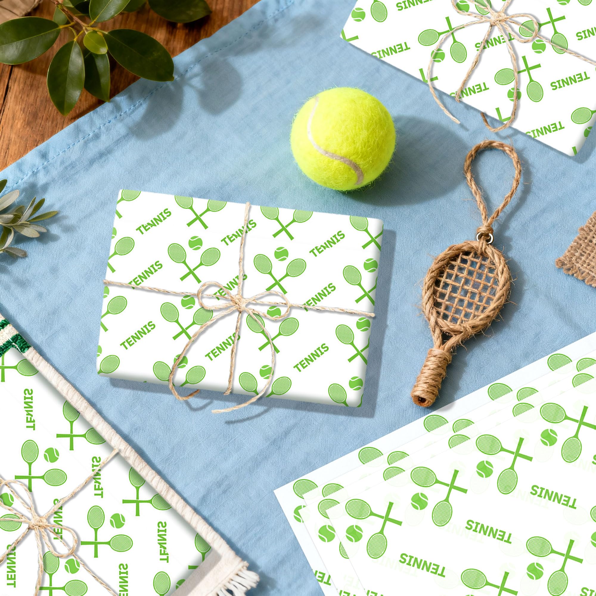 Roaring Good Time papel de envoltorio tenis papel de regalo tenis impresión deportiva paquetes envoltorio deportivo regalos papel artístico pelotas tenis para cumpleaños celebraciones deportivas