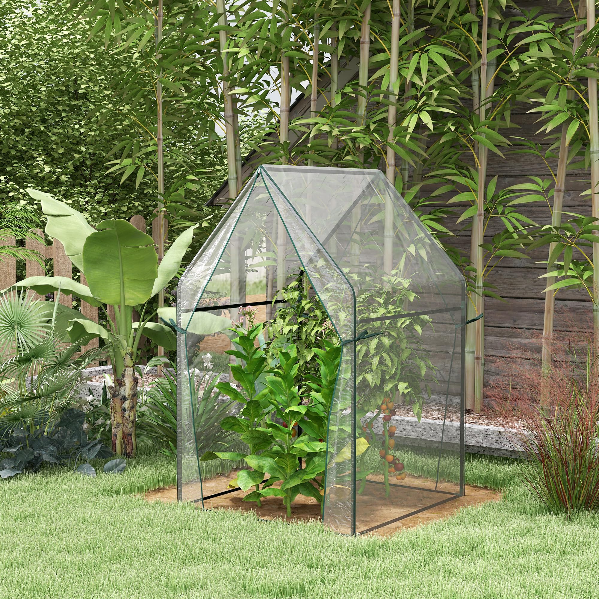 Worth Mini Serra Da Giardino A 5 Livelli Con Ruote Girevoli - 190x68x48 Cm, Copertura In PVC, Telaio In Acciaio, Portatile Con Freni, Serra Per Piante Interno/Esterno