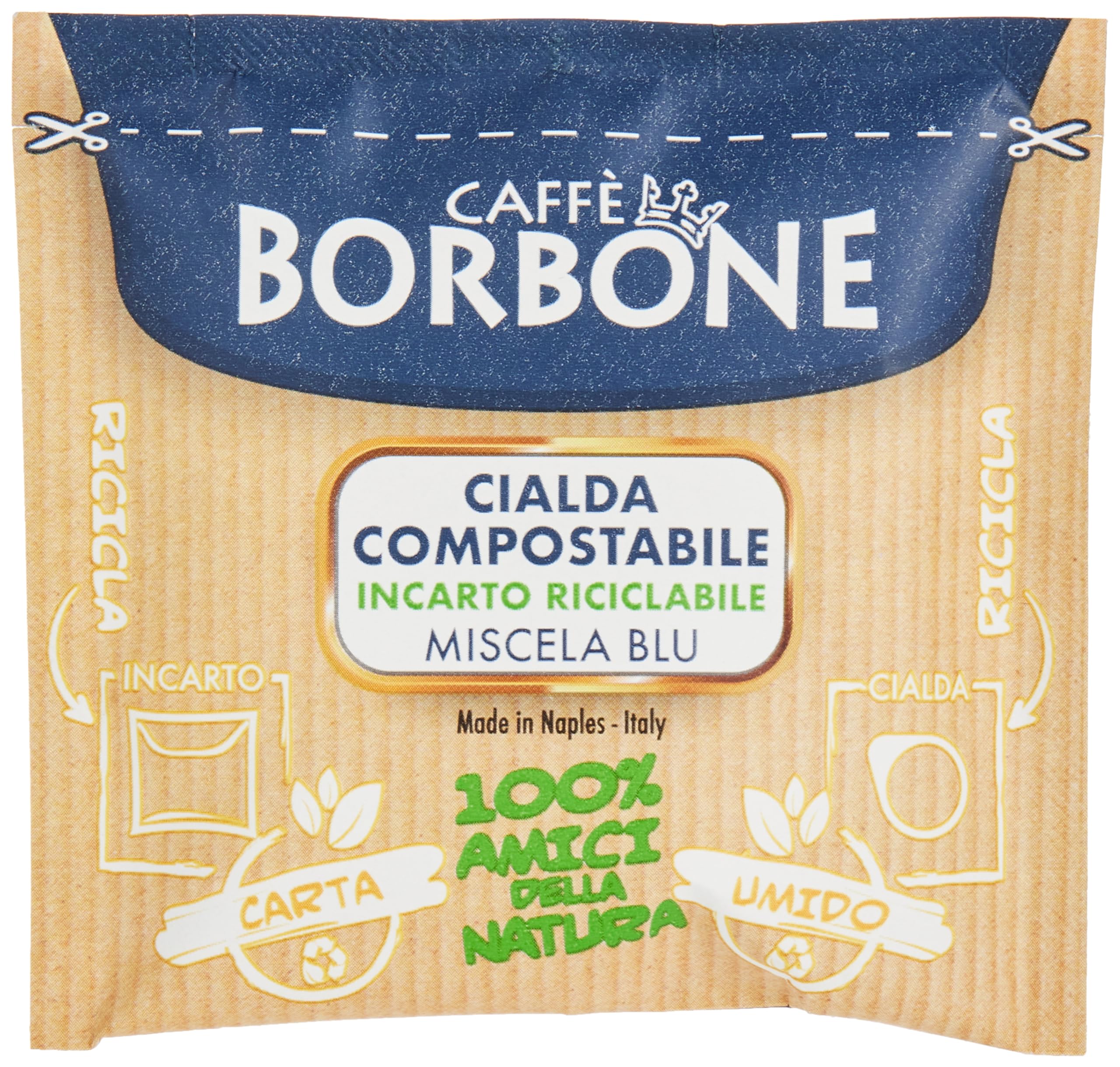 Caffe Borbone 50 Coffee Pods BLUE Blend ESE 44mm COMPOSTABLE - RECYCLABLE PACK