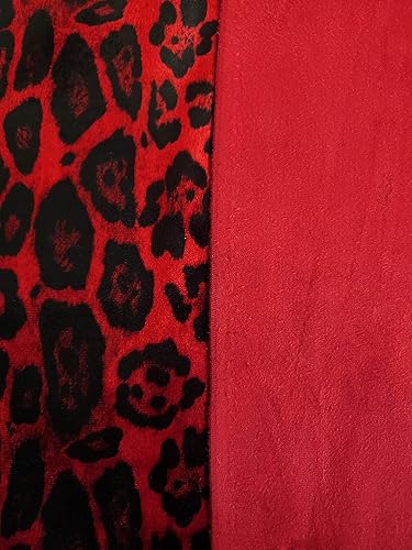 Miniatura 4 de Gamuza de terciopelo suave impreso respaldo suave para ropa y tapicería 14 oz. Tela (JAGUAR, RED)