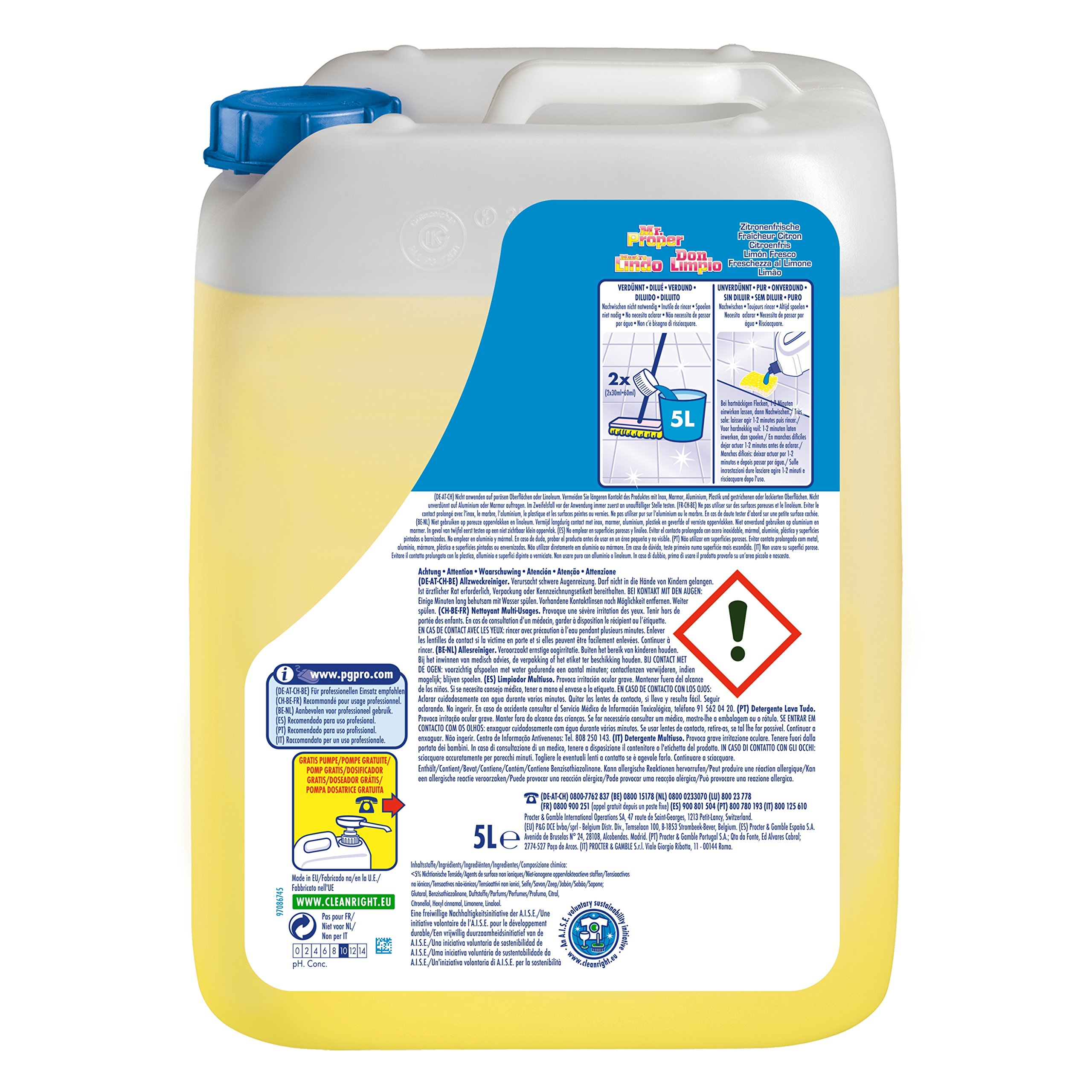 Professional Mr.Proper Allzweckreiniger Zitrus 2 x 5 Liter, 1er Pack (1 x 10 l)