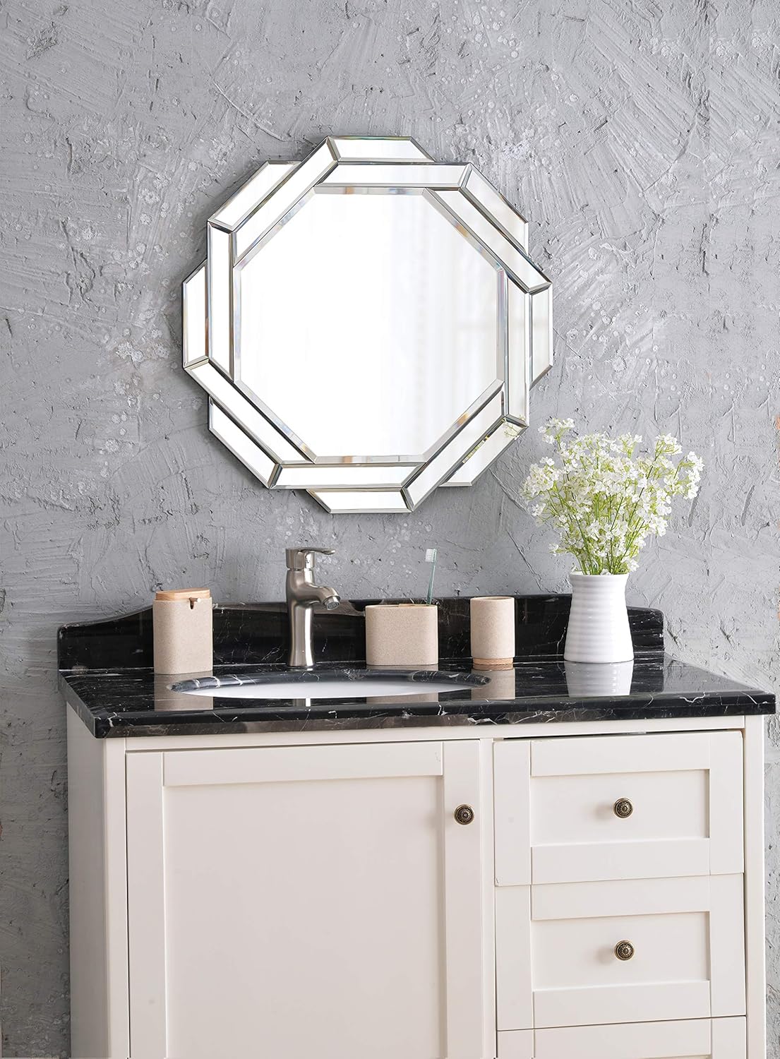 Kenroy Home 60332 Junction Wall Mirror - Small with Clear Finish, Modern Style, 24" Height, 24" Width, 1" Depth