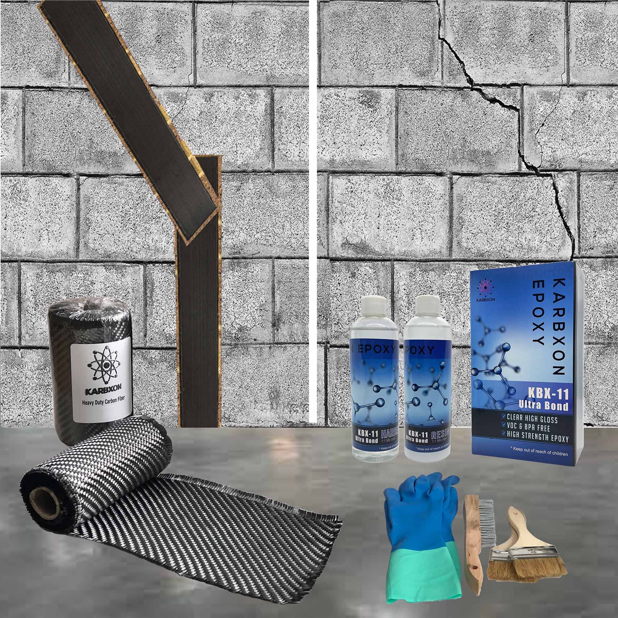 Buy 25 ft Carbon FiberBasement Wall Crack Repair Kit Carbon Fiber