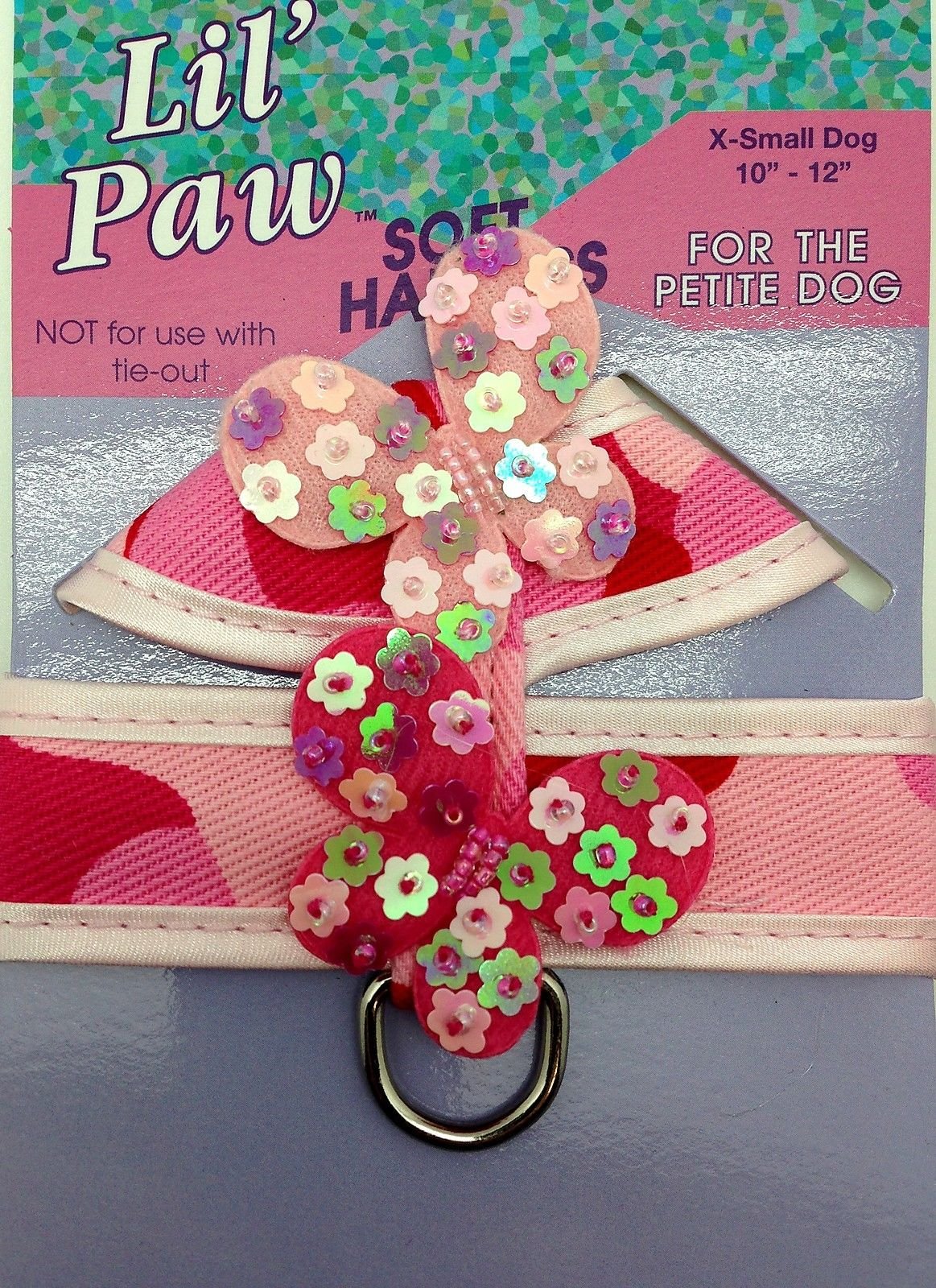 (Ship from USA) New Lil Paw Dog Pet Soft Stap Harness Puppy Pink Butterfly X Small Girth 10-12" .ITEM-NO/EGB41S-1GFT1467