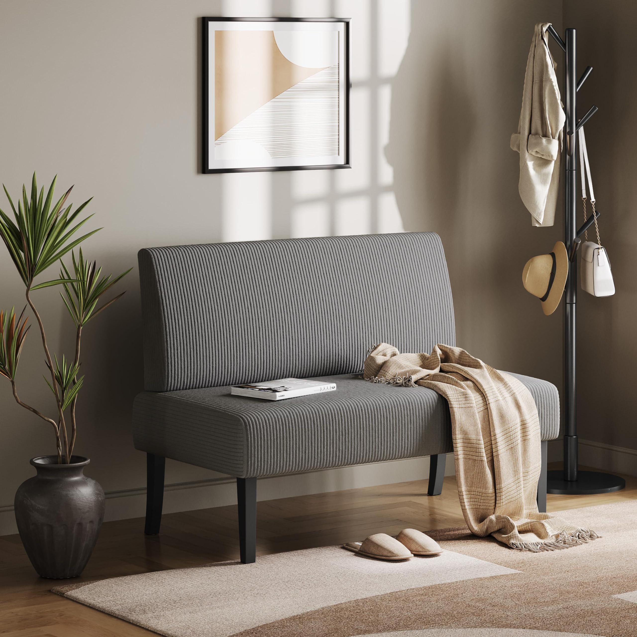Yaheetech Sofá Relax de 2 Plazas Tapizado en Tela para Sala de Estar Gris | Sofá para Espacios Pequeños, Sofá de Tela, Dos Plazas, Sillón, Capacidad Máxima de Carga 136 KG, Ideal para Salón Dormitorio