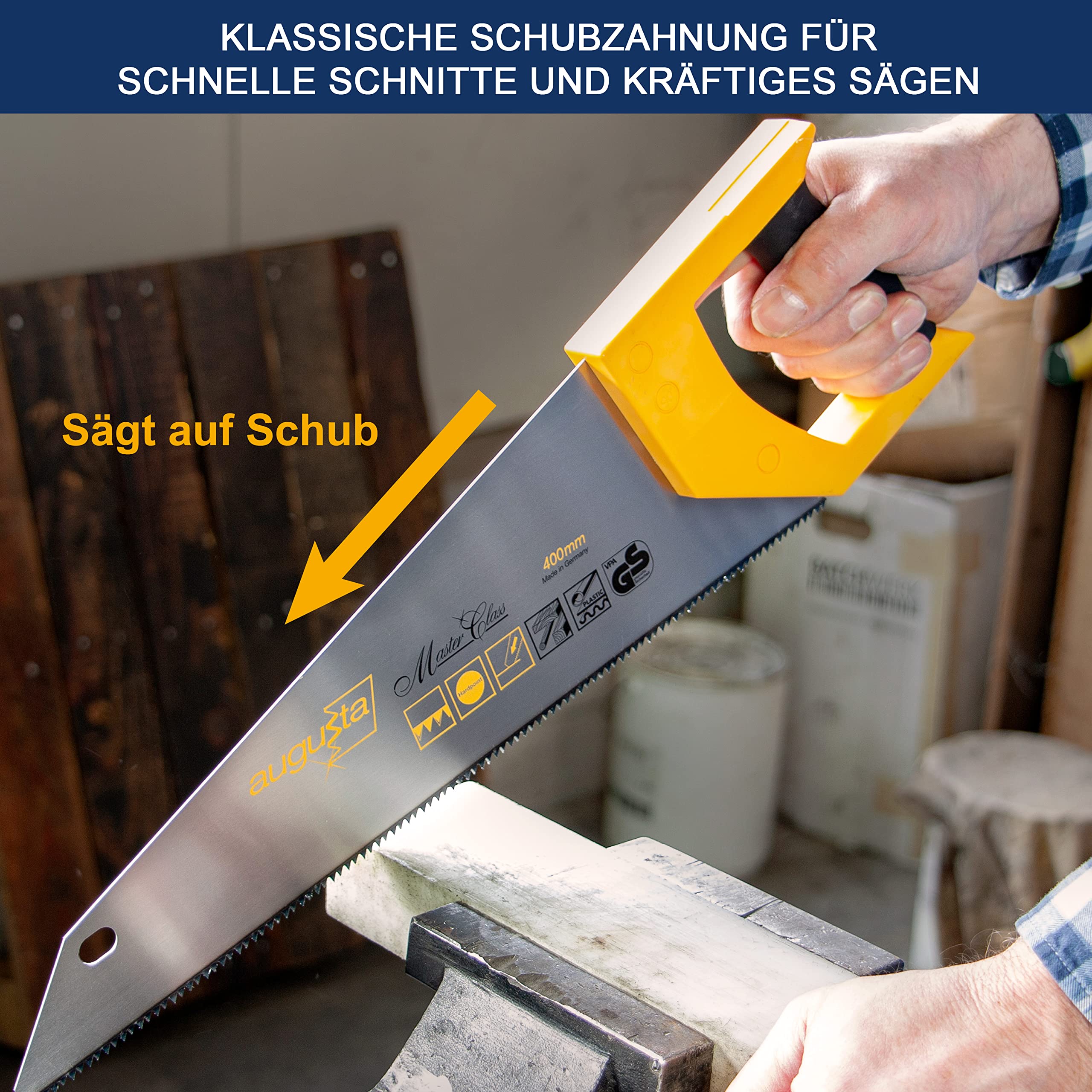 Augusta Fuchsschwanz Handsäge 450mm - Nachschärfbar Für OSB & Spanplatten Made In Germany