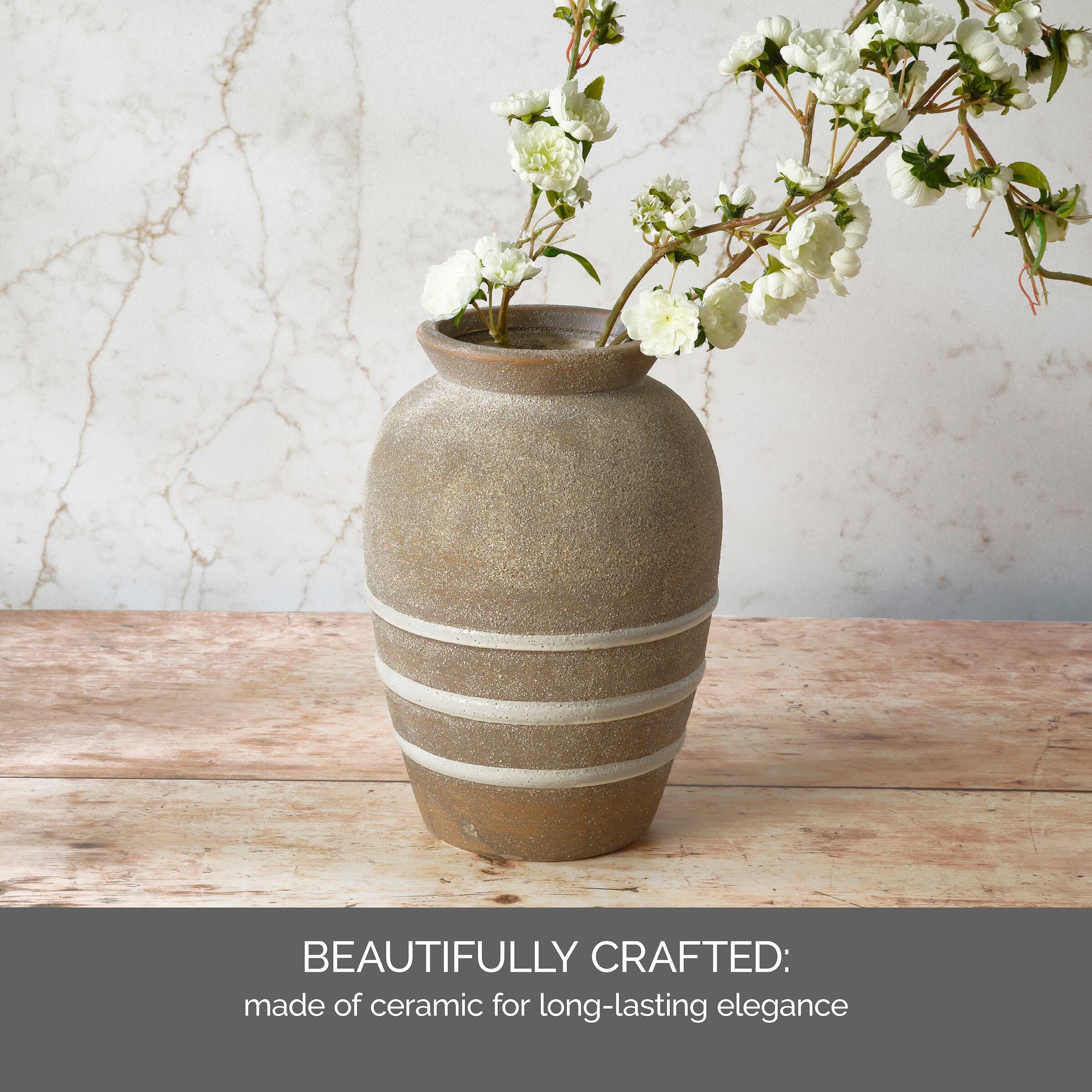 Mikasa Textured Stripe Ceramic Vase, 6.89x6.89x10.04, Multicolored, 25.40 cm - Image 4
