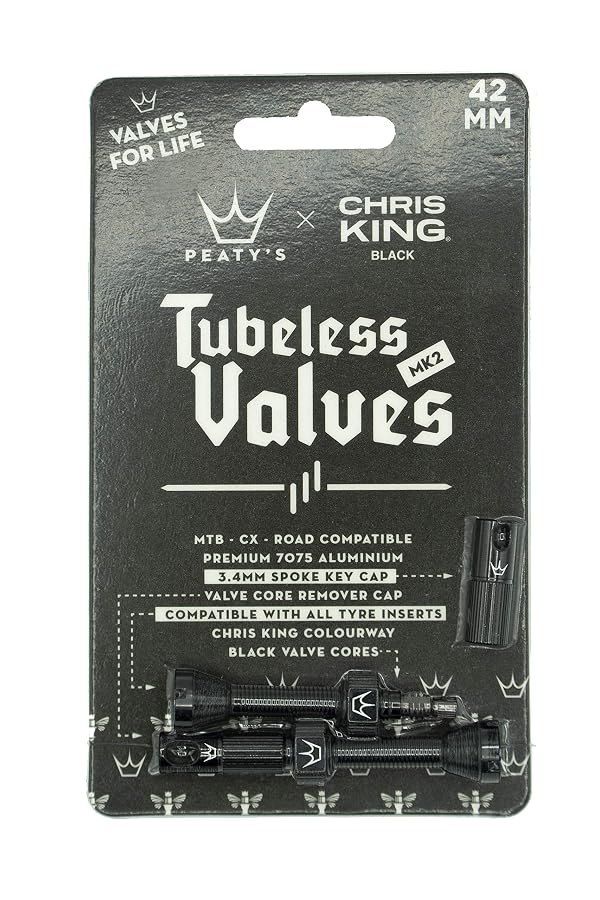 Peaty's x Chris King (MK2) Tubeless Valves, 42mm, Black by Peaty's - Image 2