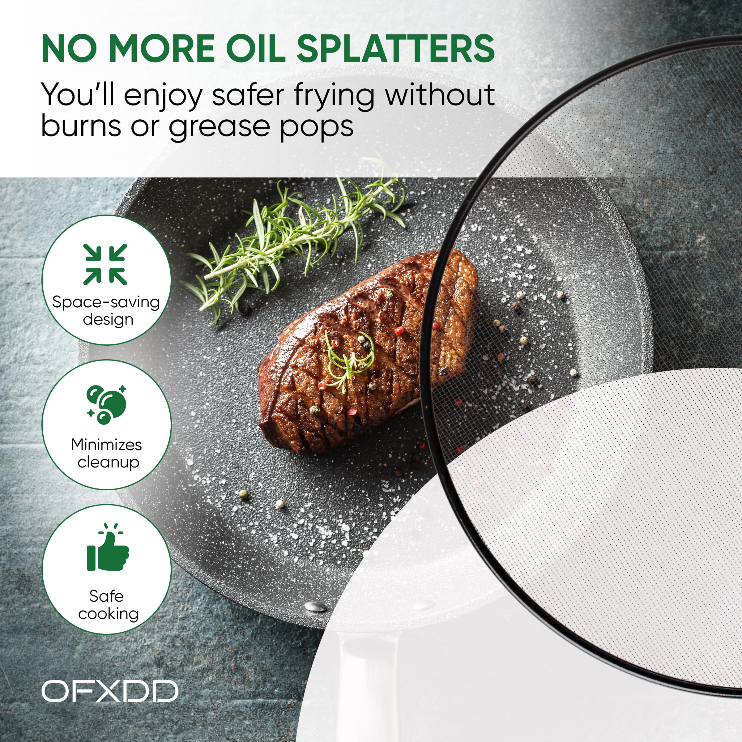 Nonstick Splatter Screen for Stove Splash Fry Oil Guard - Set of 3: 11.4