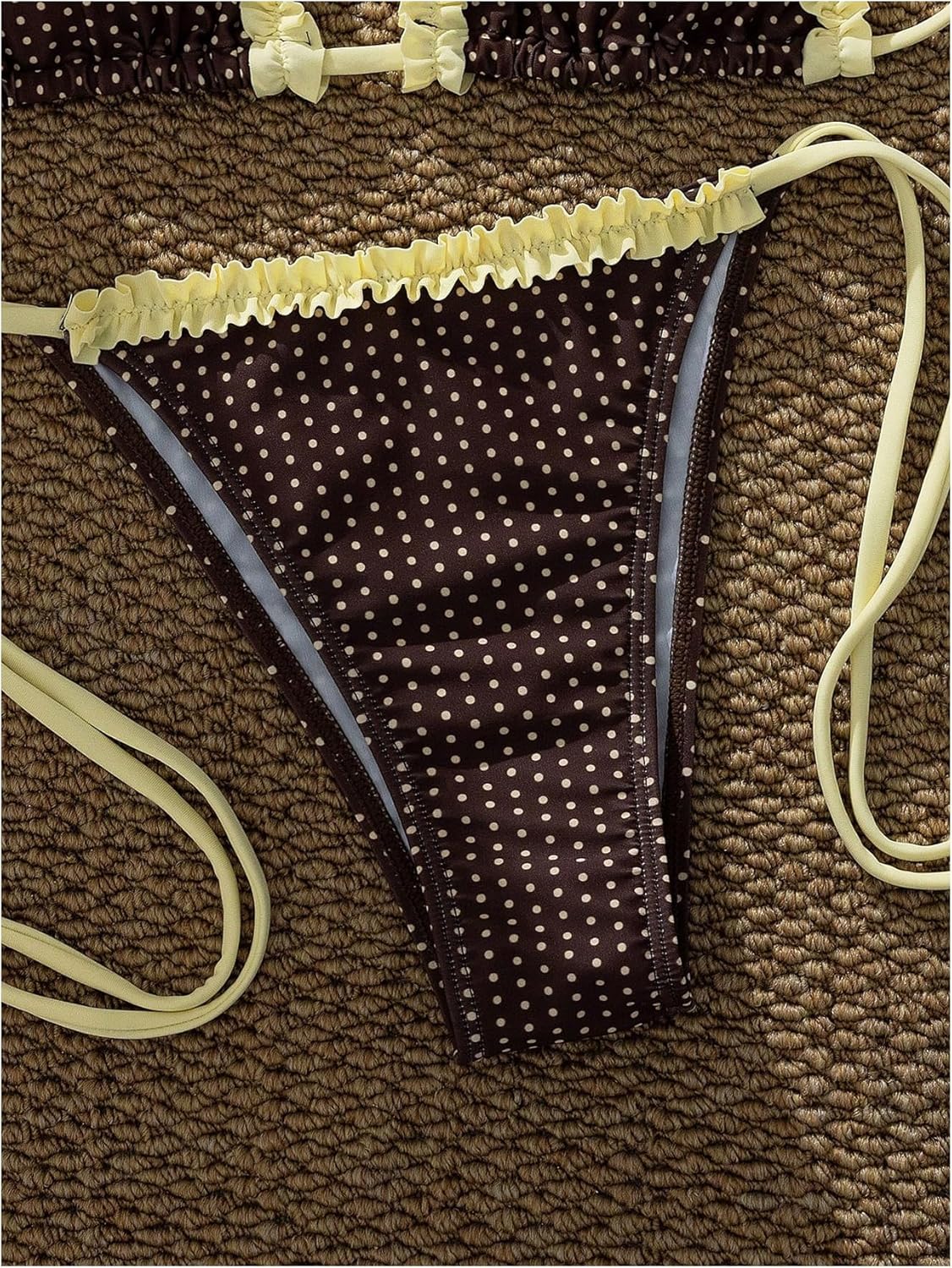 MakeMeChic Women's Polka Dots Triangle Thong Bikini Sets Gingham Halter Cute Swimsuit Bathing Suit