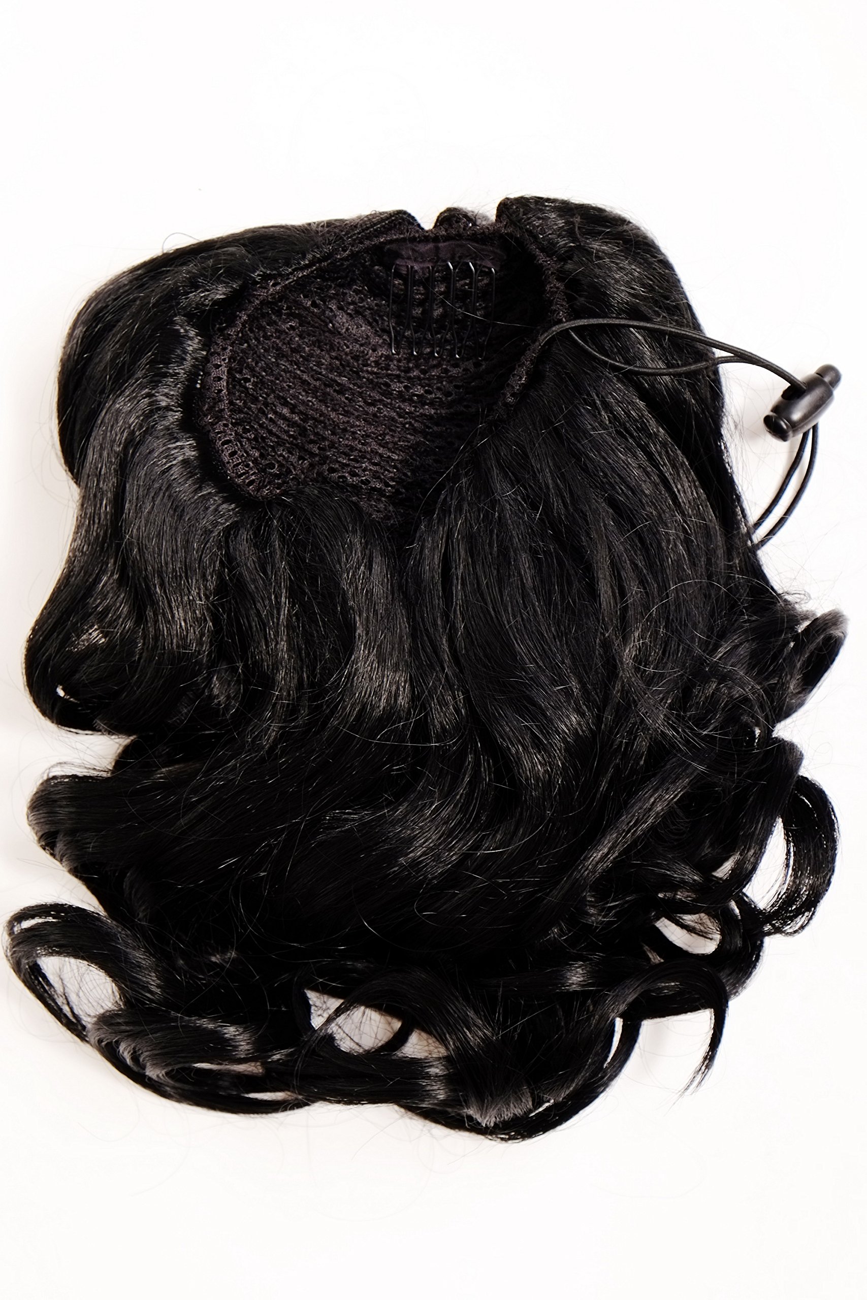 WIG ME UP - JL-3023-1 Hairpiece ponytail with comb and elastic draw string short wavy voluminous deep black 14inch - Image 4
