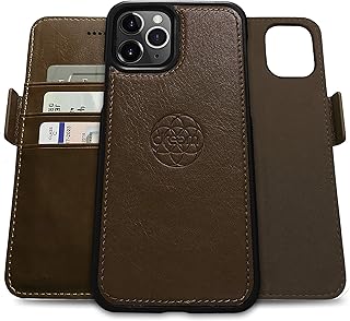 Dreem Fibonacci 2-in-1 Wallet-Case for Apple iPhone 12 Pro Max - Luxury Vegan Leather, Magnetic Detachable Shockproof Phone Case, RFID Card Protection, 2-Way Flip Stand - Chocolate