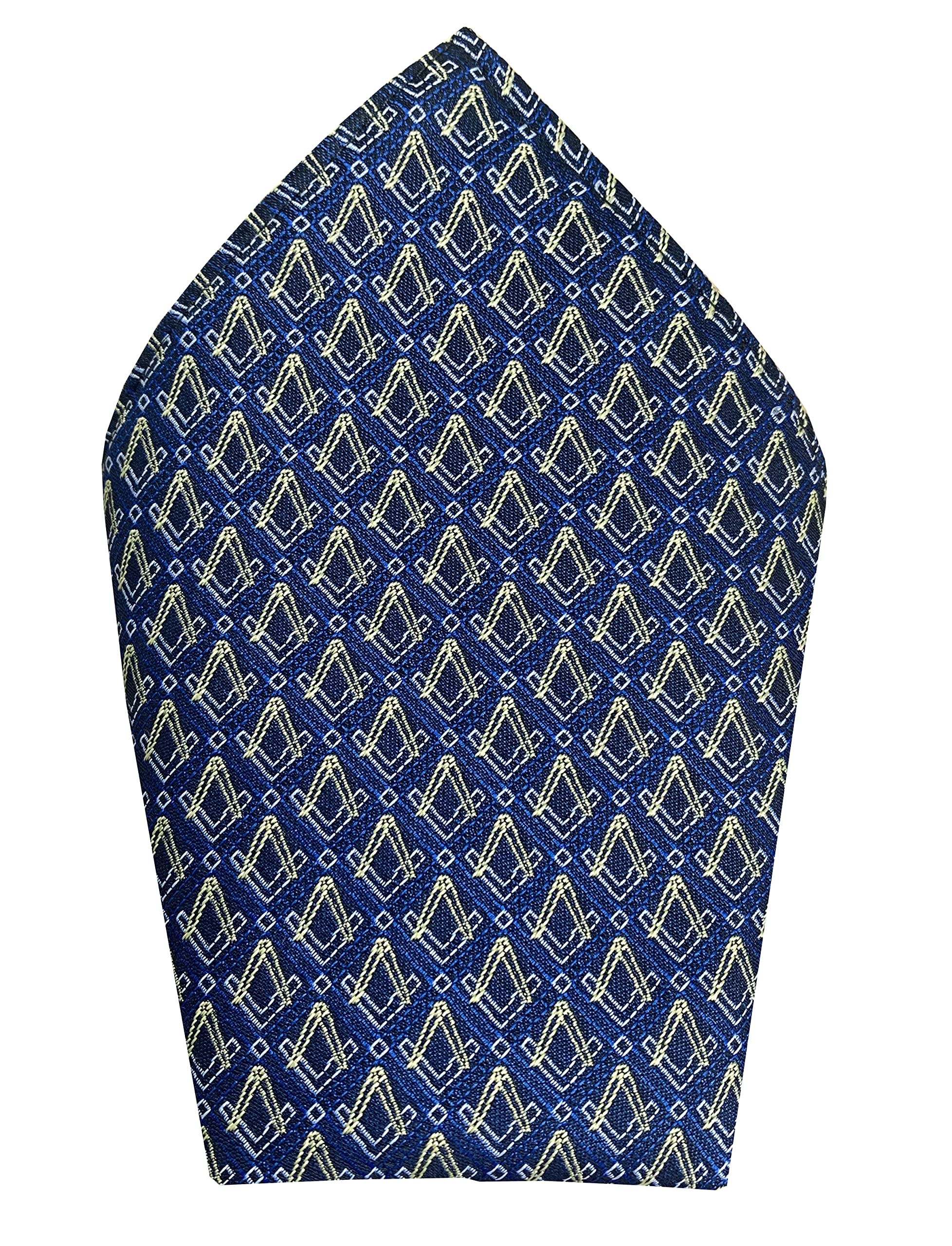 Great British Tie Club Men's Navy Blue, Gold, White Freemasons Masonic Navy Blue & Gold Hanky Pocket Square