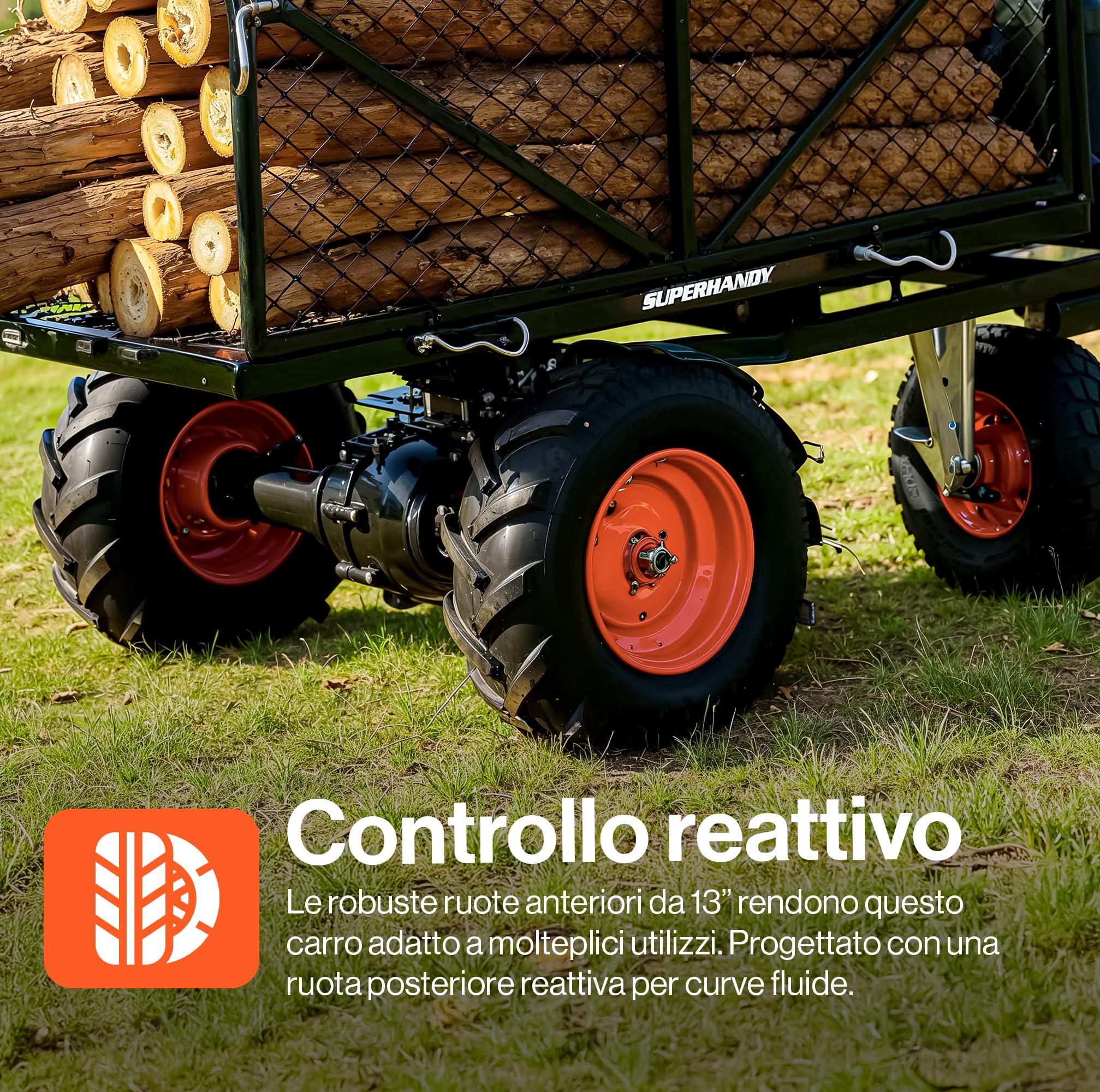 SuperHandy Carriola elettrica Utility 48 V, carico 230 kg, trazione 460 kg
